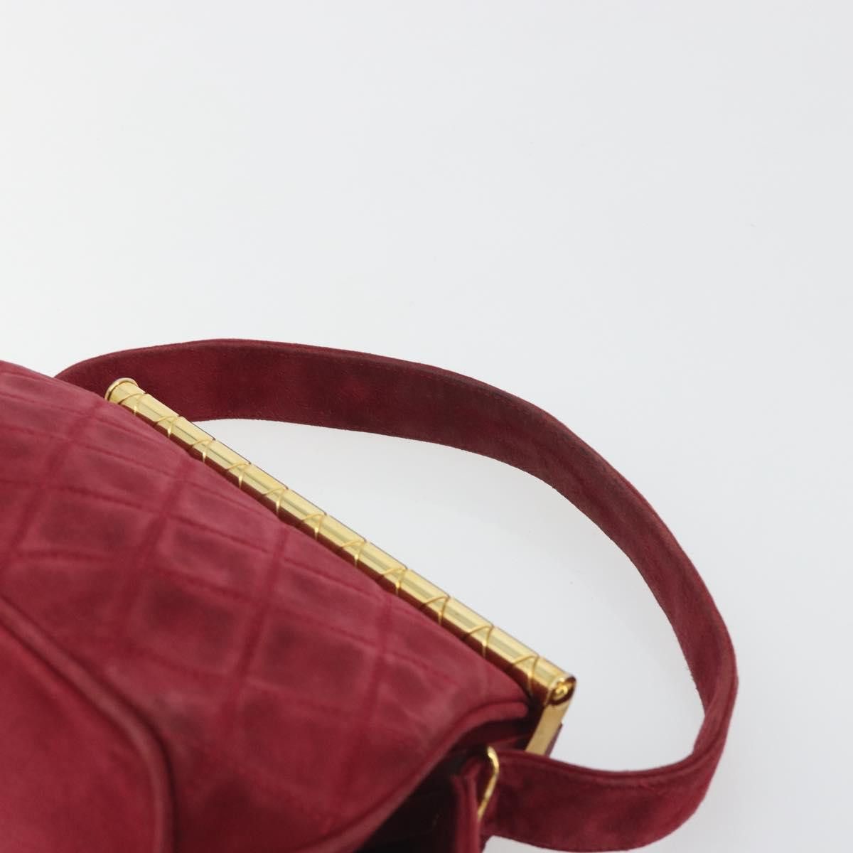 Chanel CHANEL Matelasse Hand Bag Suede Red Gold CC Auth 197450A - Size ONE SIZE - 8 Thumbnail