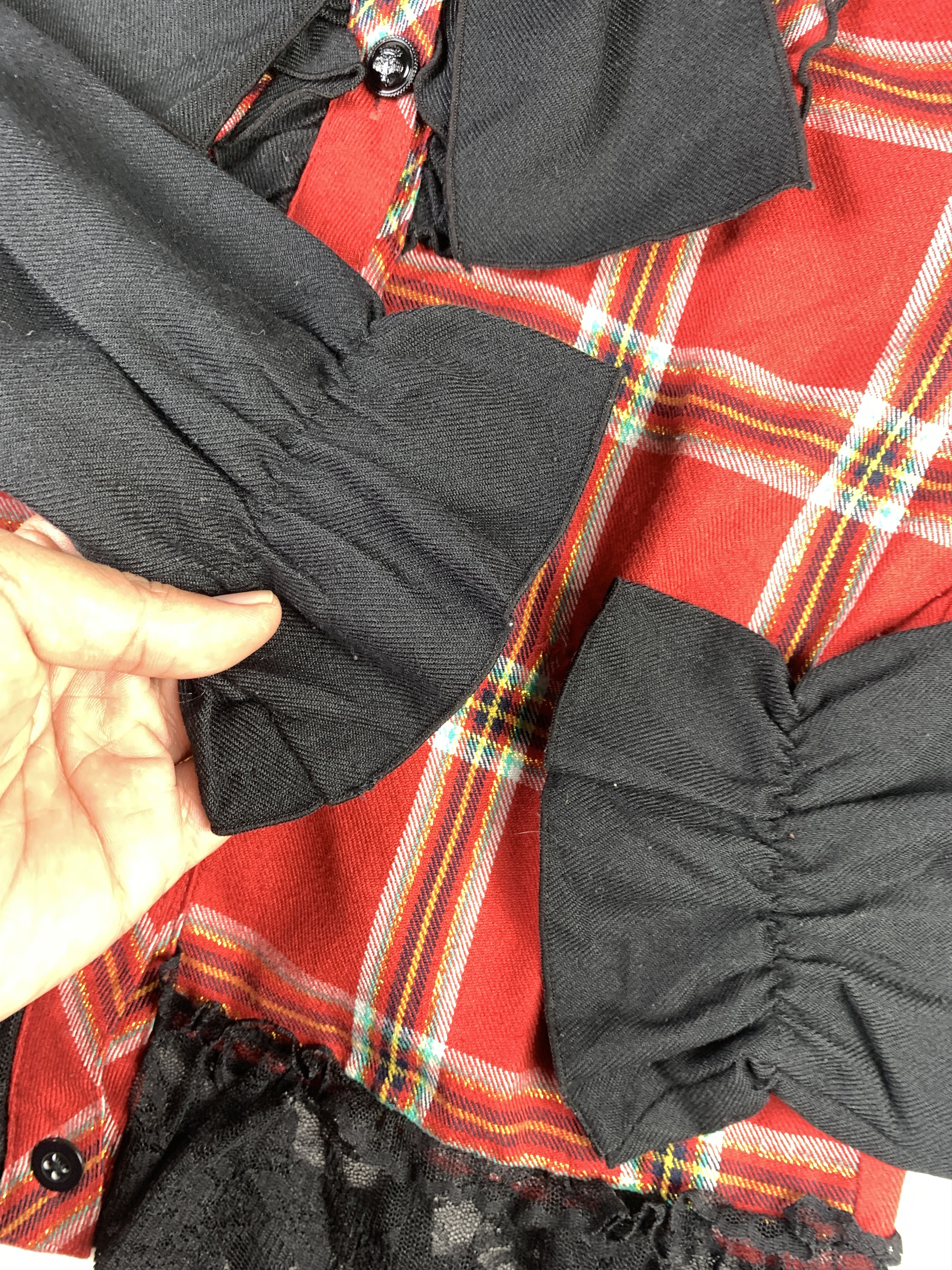 Japanese Brand Bowtie Tartan Plaid Trim Baby Shirt (XS) Size XS / US 0-2 / IT 36-38 - 6 Thumbnail