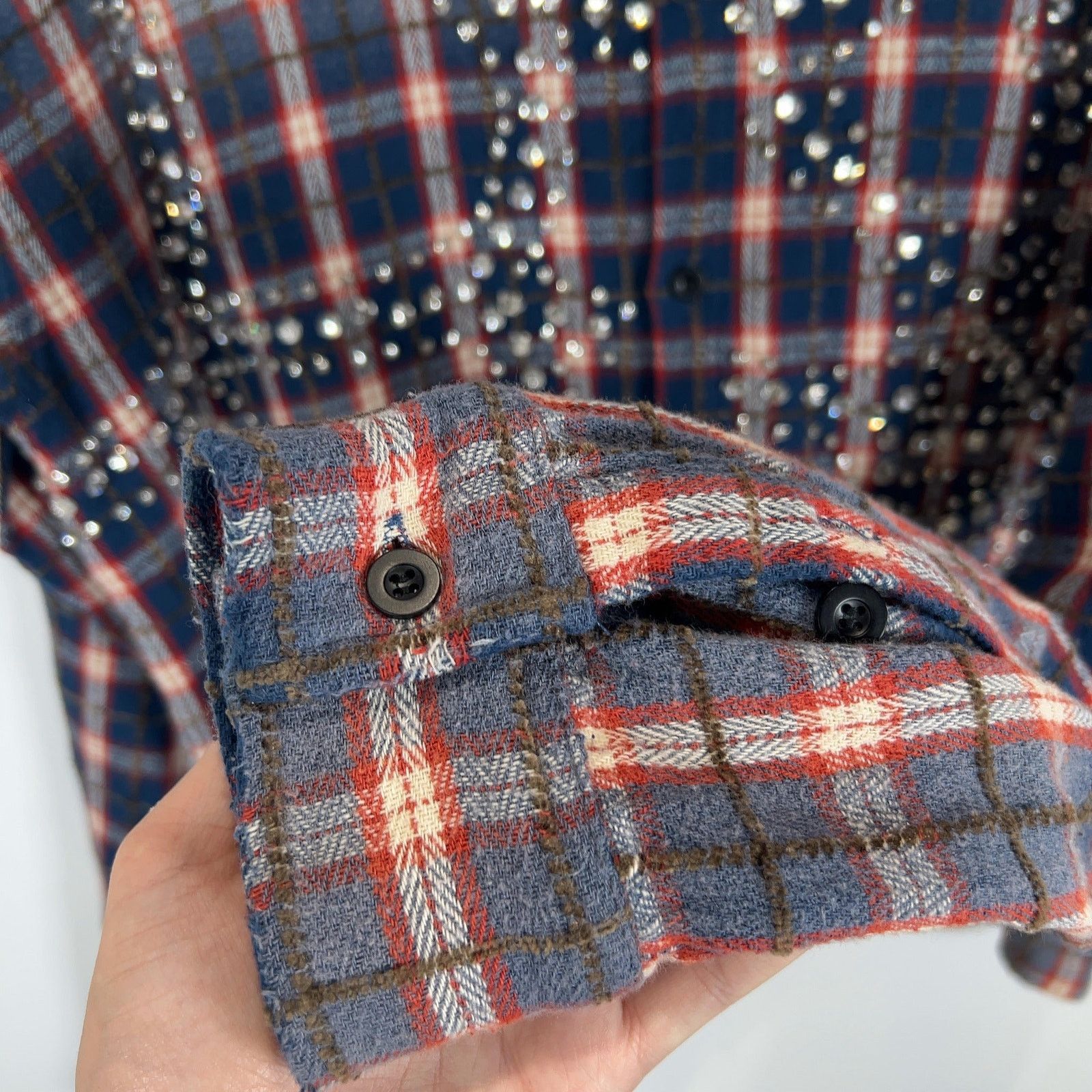 Vale Vale Crystalized Button-Up Flannel Shirt Size US XL / EU 56 / 4 - 5 Thumbnail