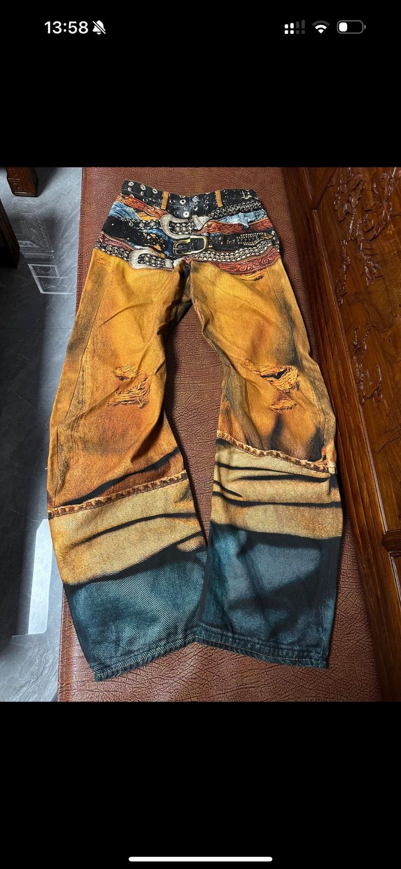 Acne Studios acne studios Brown printed machete jeans 2502-Nextarrow Size US 30 / EU 46 - 1 Thumbnail