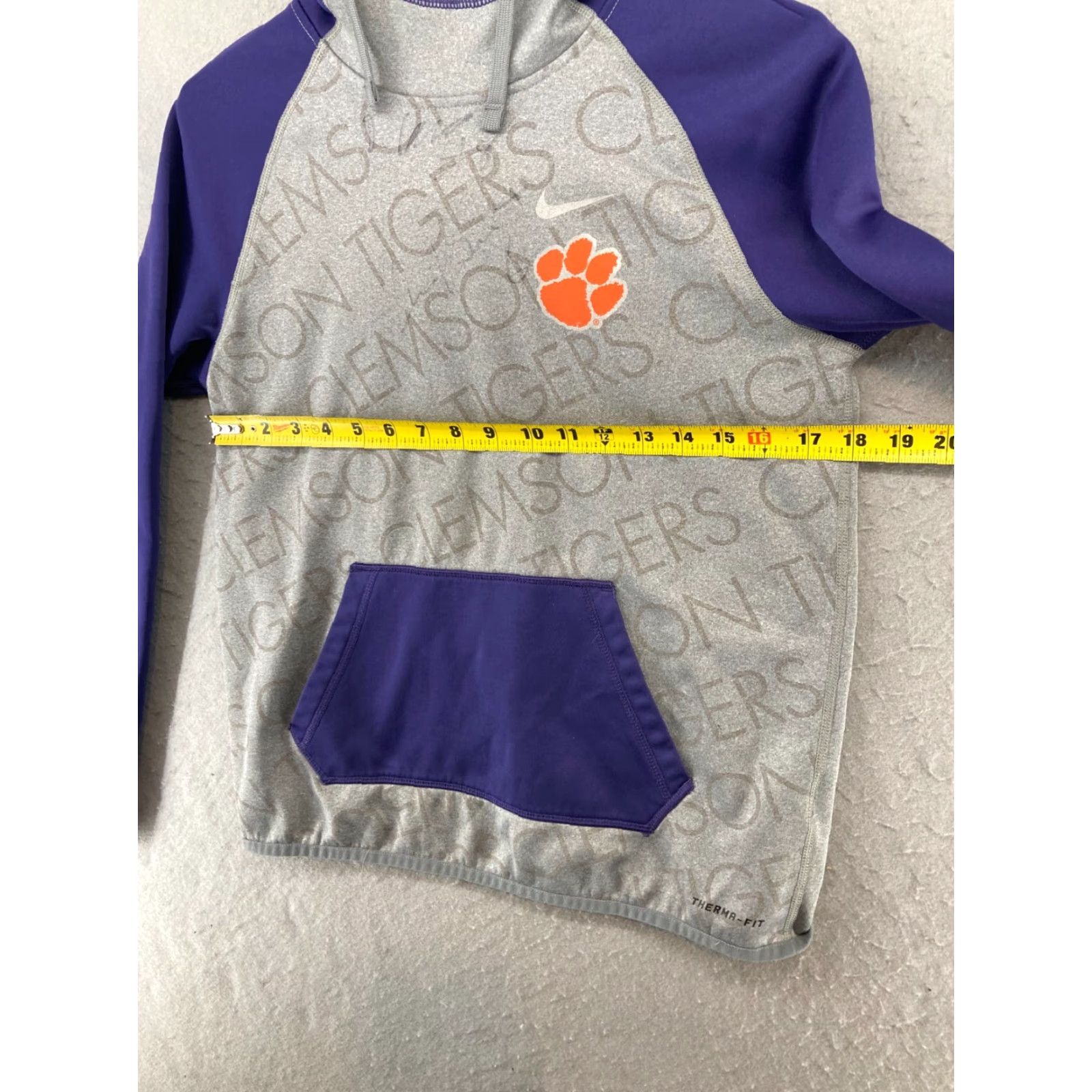 Nike Nike Mens Hoodie Small Gray Purple Clemson Tigers Therma Fit SIGNED Size US S / EU 44-46 / 1 - 2 Thumbnail