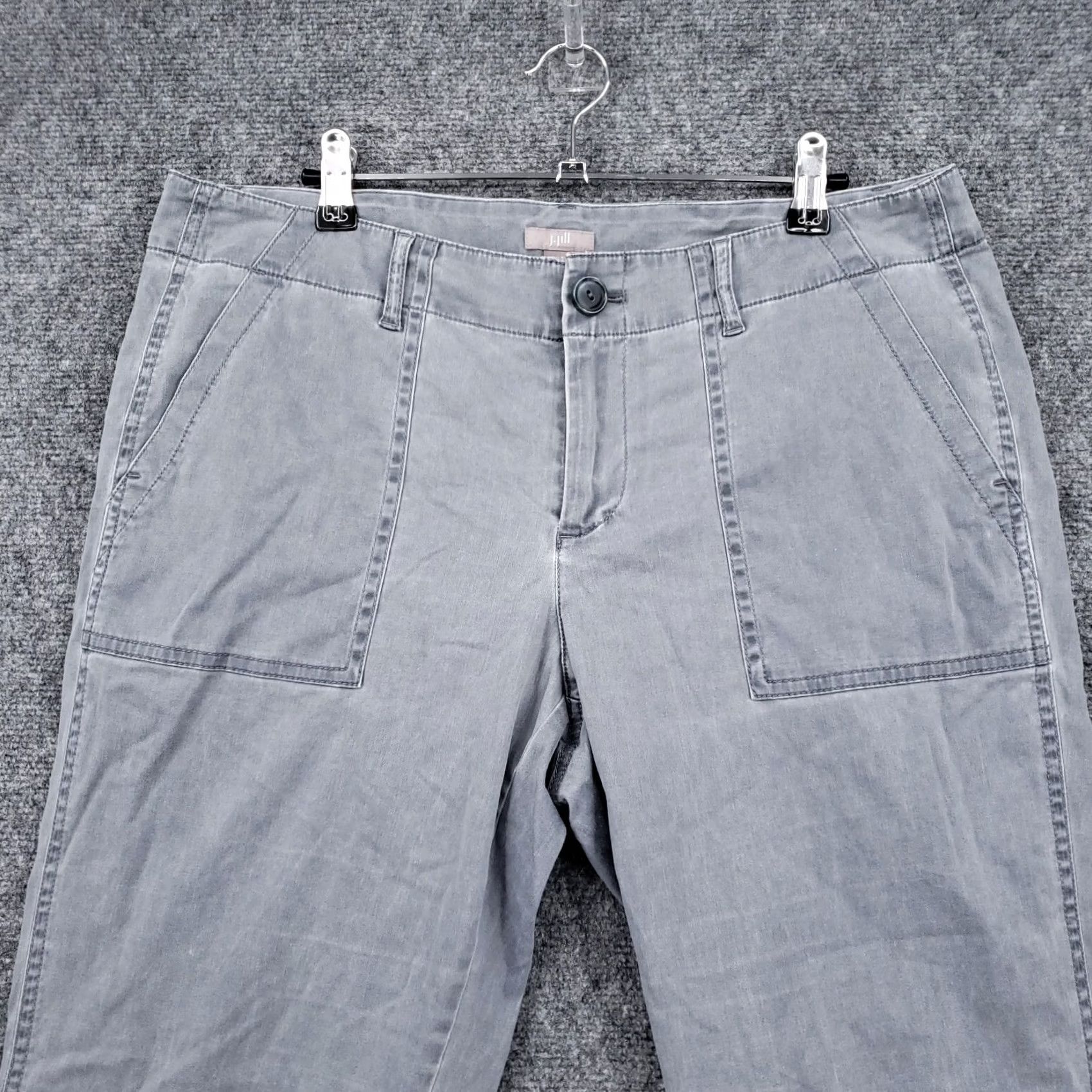 J. Jill J. Jill Pants Women 12 Gray Cropped Stretch Mid Rise Utility Straight Zip Fly Size 34" / US 12 / IT 48 - 3 Thumbnail