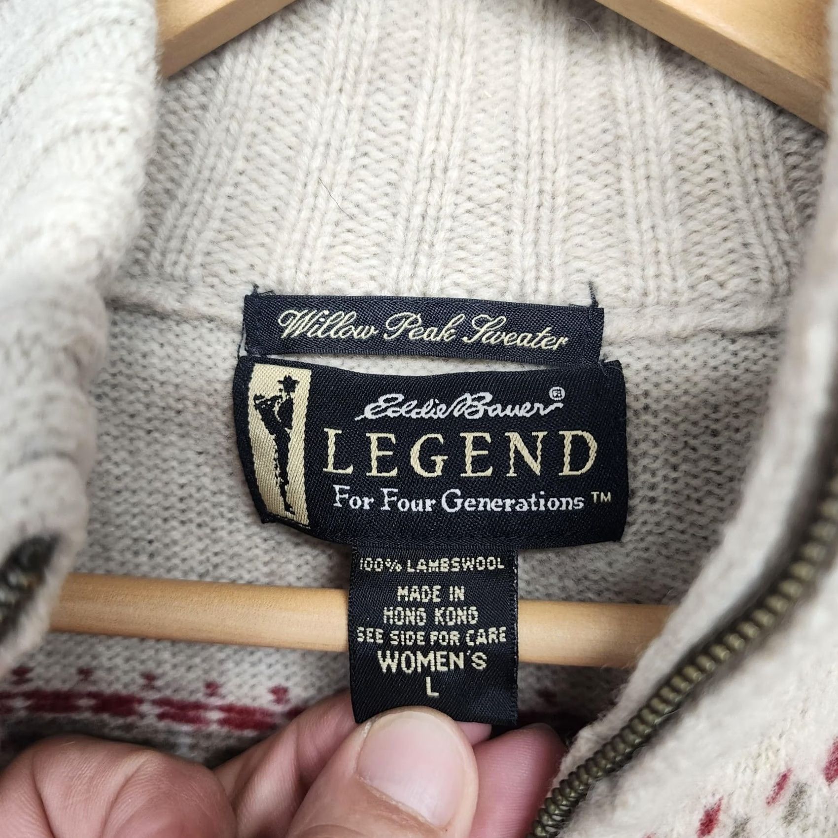 Eddie Bauer VINTAGE Eddie Bauer Sweater Womens Large Oatmeal Fair Isle Zip Lambswool Willow Peak Size L / US 10 / IT 46 - 3 Thumbnail