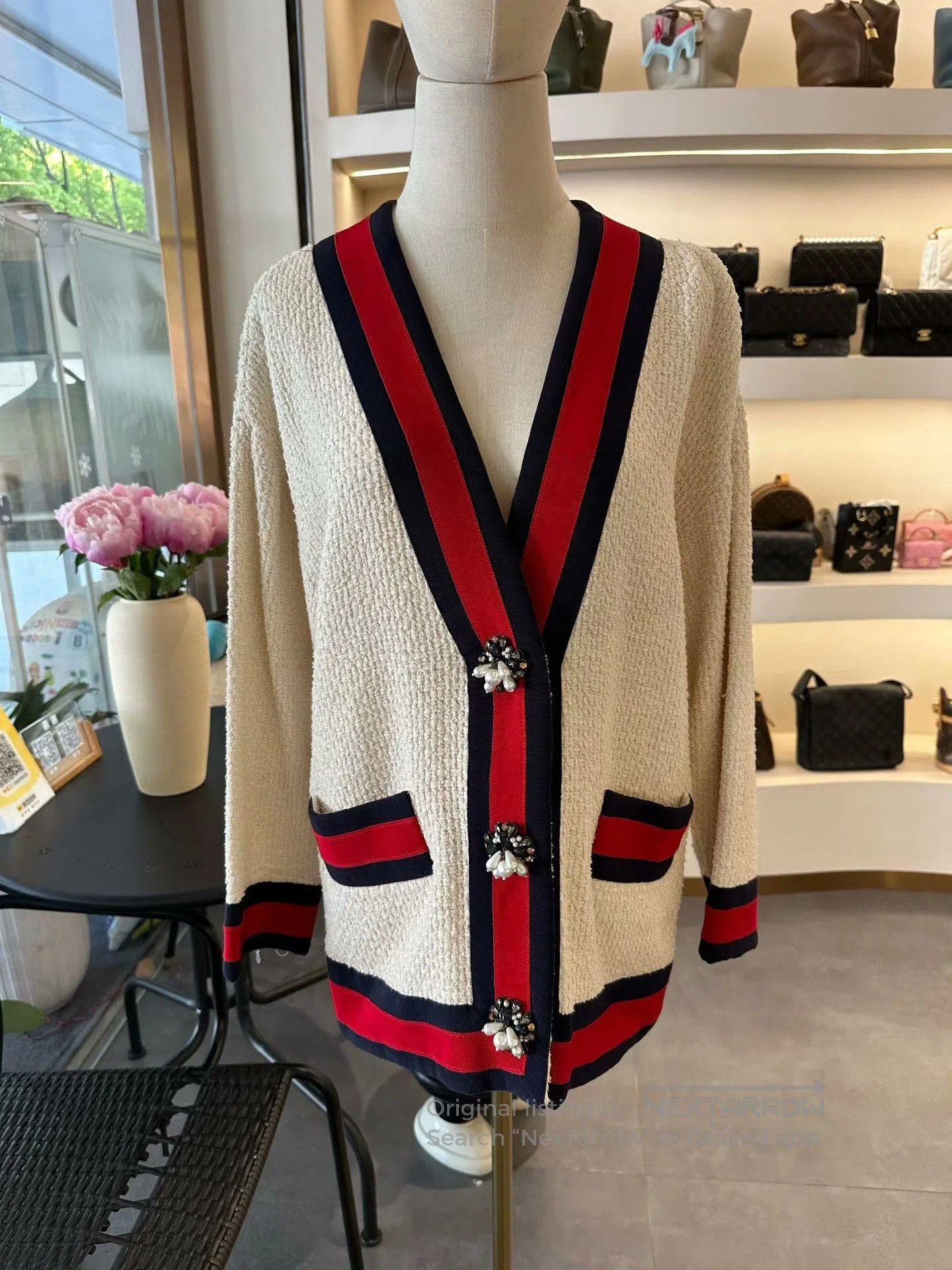 Gucci Gucci White Tweed Jacket w/ Red Blue Trim. Size XS / US 0-2 / IT 36-38 - 1 Thumbnail