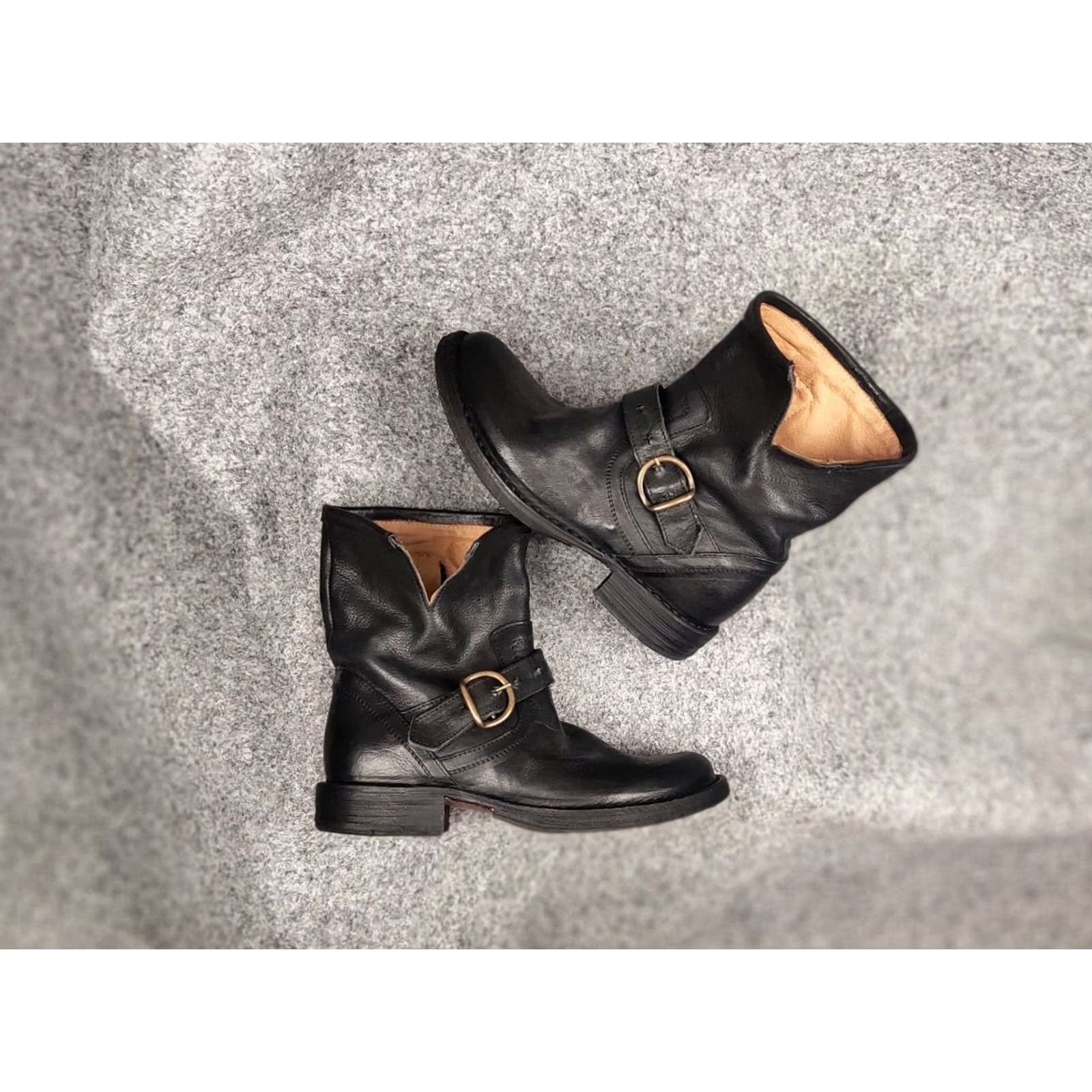 Vintage Fiorentini + Baker Side Zip Black Leather Eli Moto Ankle Boots Women Adult 35 EU 5 US Zip - Leather - Comfort Plus - Motorcycle Bike Style - Boot Size US 5 / IT 35 - 2 Thumbnail