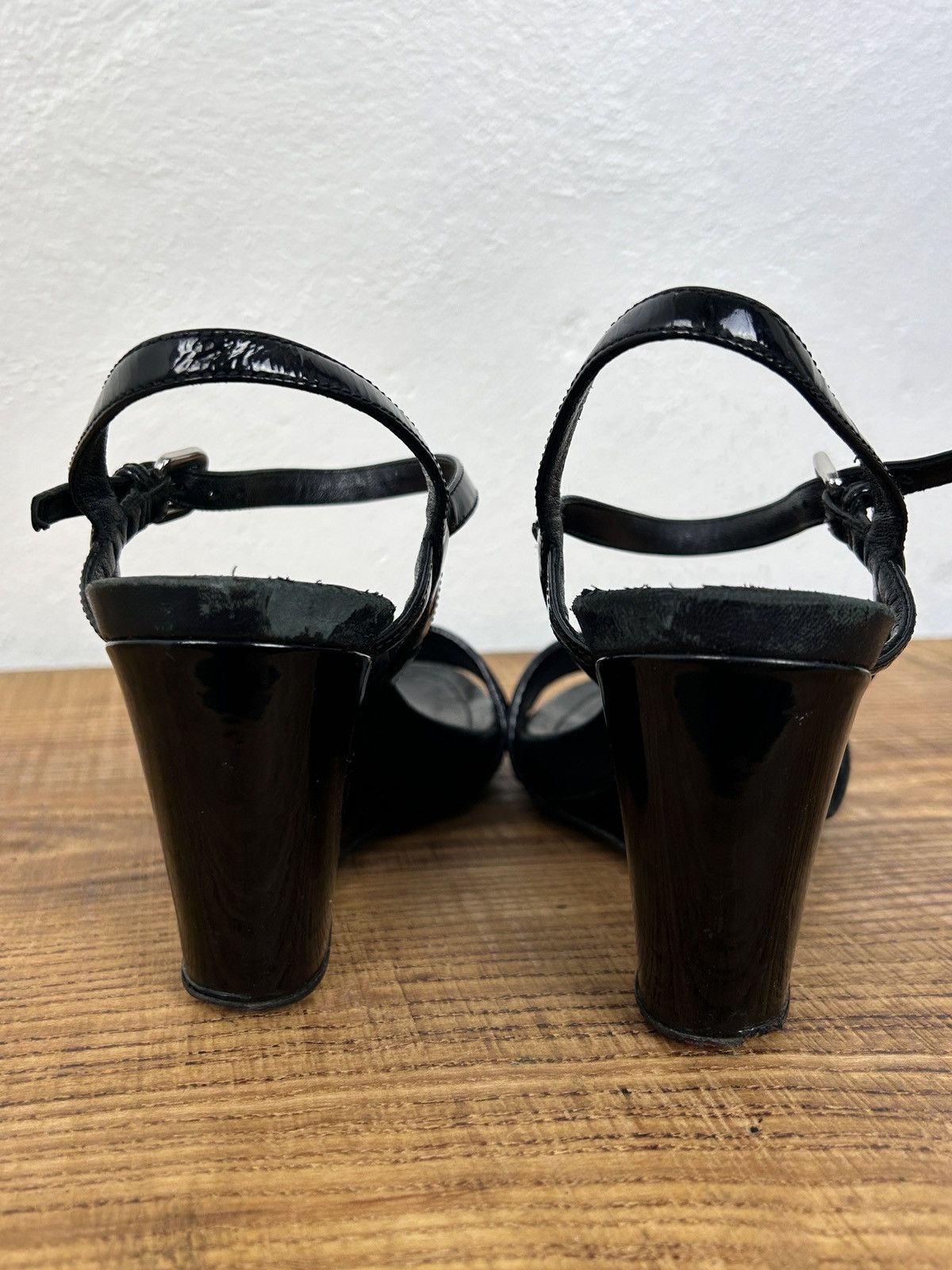 Prada Prada Logo Patch Platform Heeled Sandals Size 38.5 Size US 8.5 / IT 38.5 - 7 Thumbnail