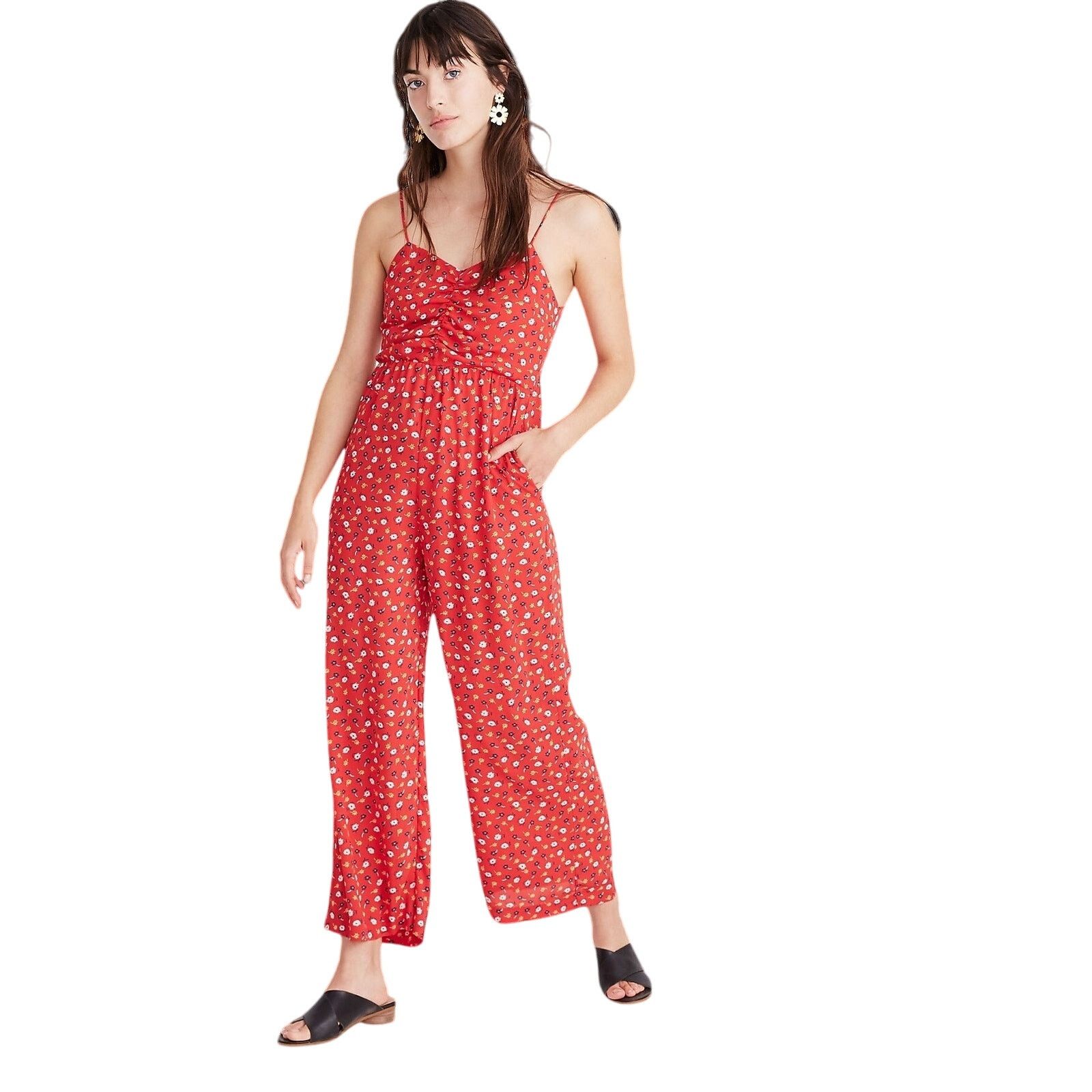 Madewell Madewell Ruched Wide Leg Jumpsuit in Prairie Posies, Sz 6 Size 28" / US 6 / IT 42 - 1 Thumbnail
