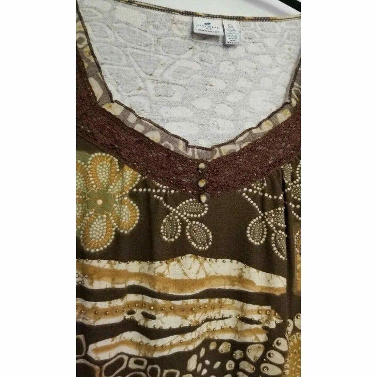 Other Caribbean Joe Tropical Blouse Top Shirt Brown Beige PS Small Size S / US 4 / IT 40 - 5 Thumbnail