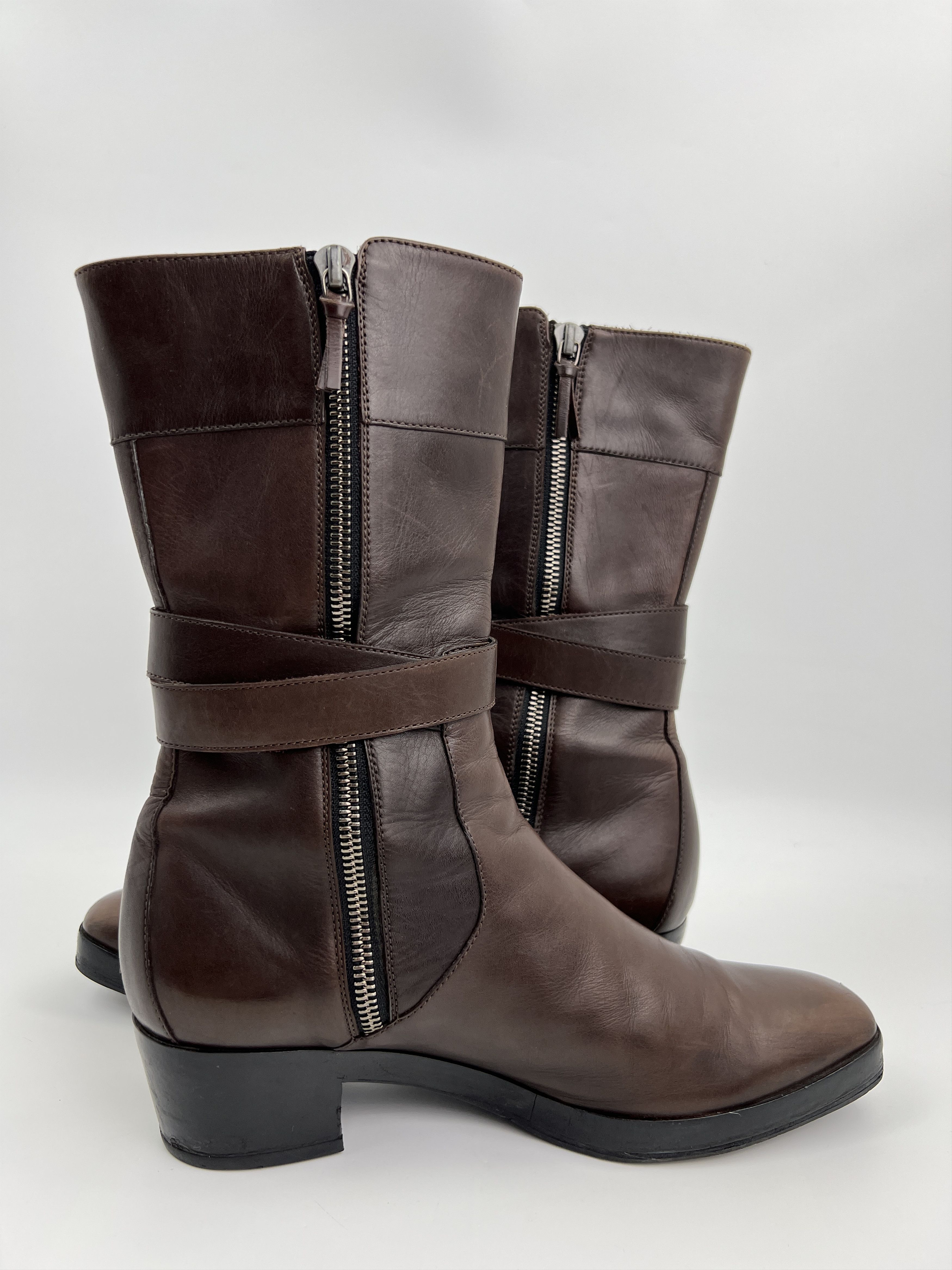 Balenciaga Vintage Balenciaga Brown Leather Moto Boots With Straps Size US 6 / IT 36 - 5 Thumbnail
