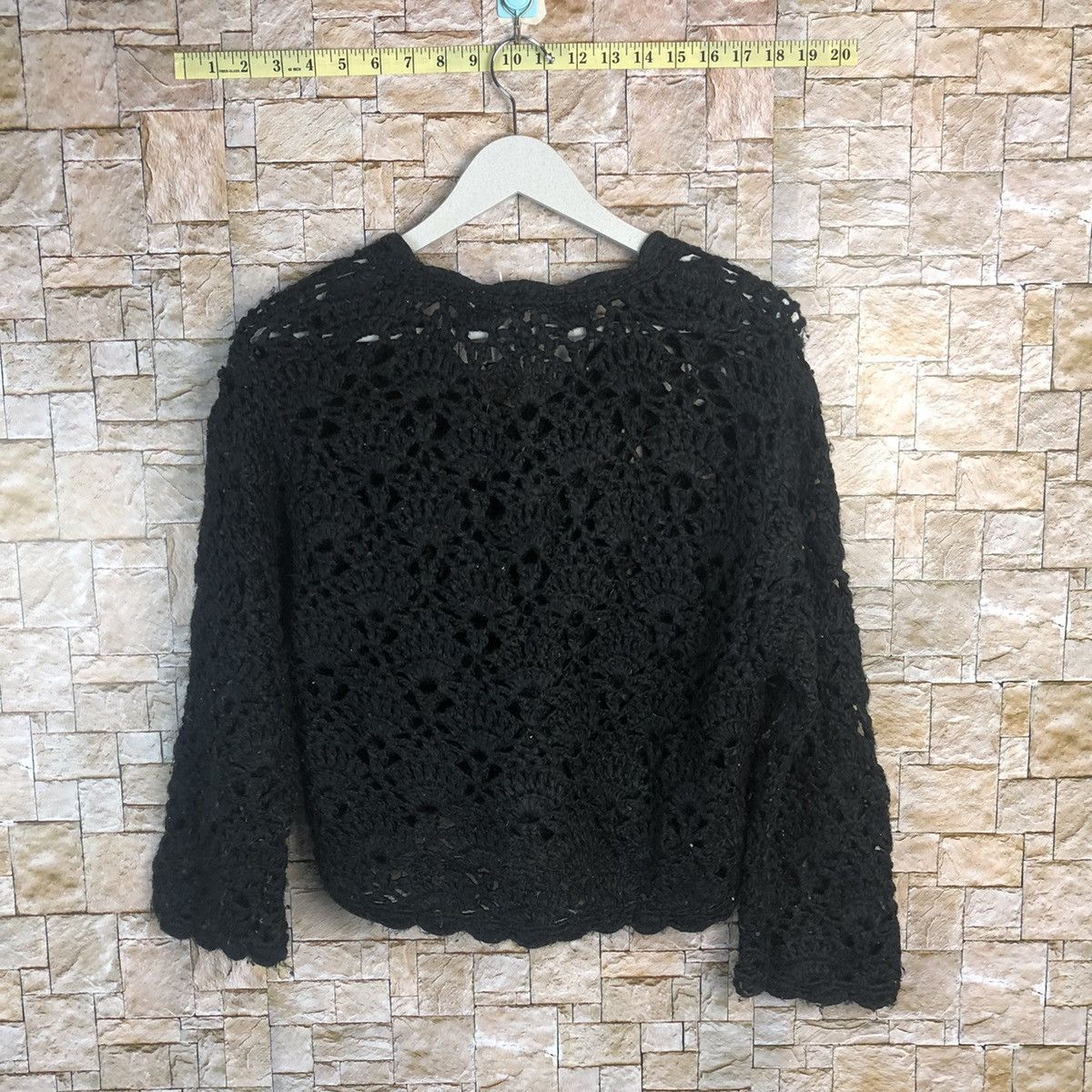 Handmade × Homespun Knitwear × Japanese Brand DL Pual CeCin Raciqn crochet meshnet Cardigan Knitwear #A201 Size M / US 6-8 / IT 42-44 - 12 Thumbnail