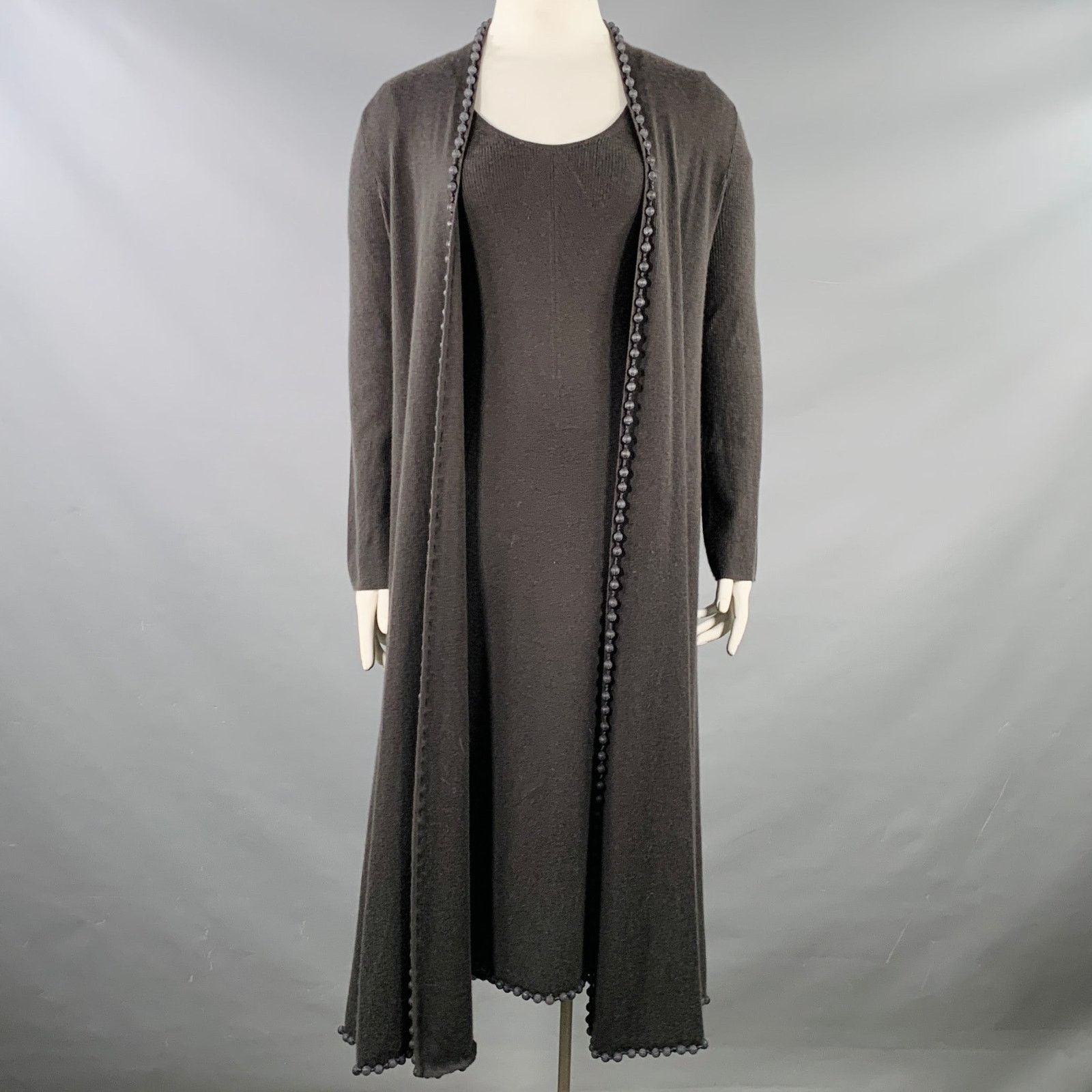 Tse Grey Slate Cashmere Rib Knit Open Front Cardigan Dress Set Size L / US 10 / IT 46 - 1 Thumbnail