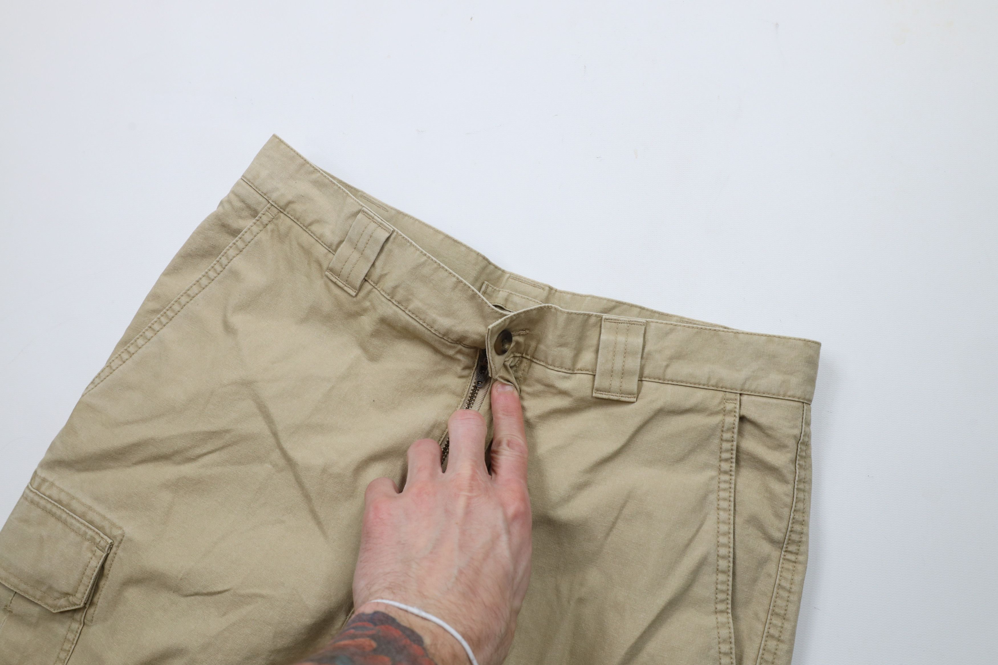L.L. Bean × Vintage Vintage 90s LL Bean Stonewash Straight Leg Cargo Pants Beige Size US 31 - 6 Thumbnail