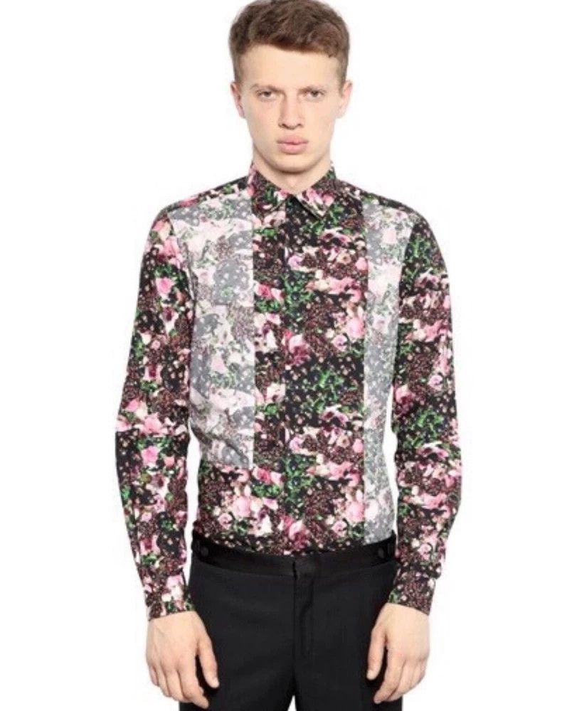 Givenchy Givenchy Flower Printed Patchwork Men's Shirt 2505-Nextarro Size US S / EU 44-46 / 1 - 8 Thumbnail