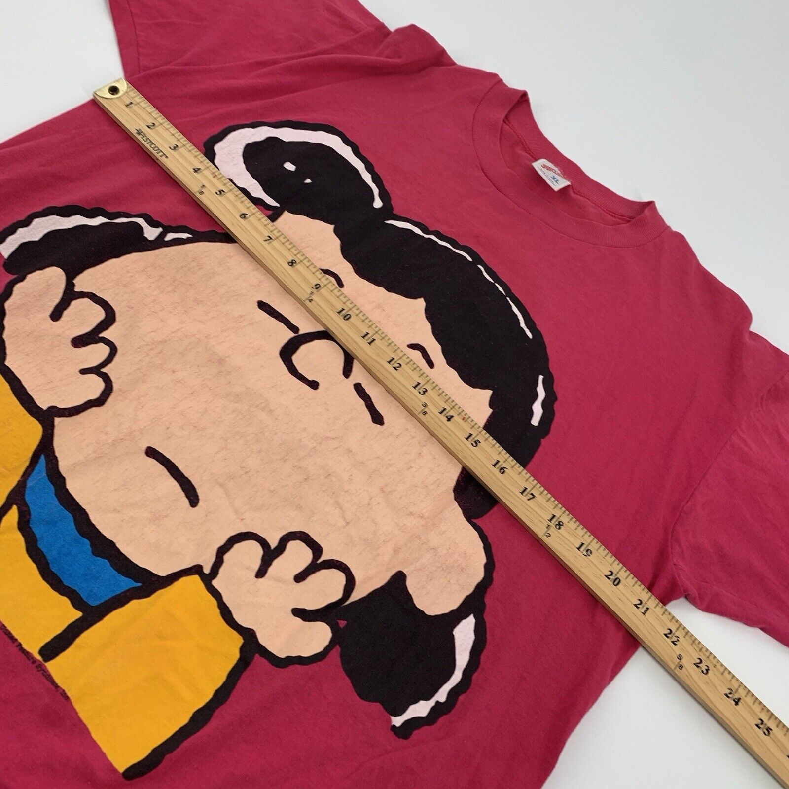 Jerzees × Vintage RARE Vintage 1990s Peanuts Charlie Brown Lucy Big Face Shirt Size US XL / EU 56 / 4 - 7 Thumbnail