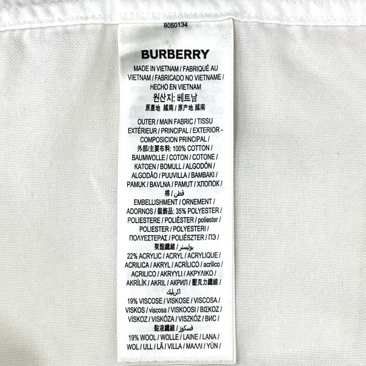 Burberry Burberry White Letter Embroidered Long Sleeve Shirt K26WX Size US L / EU 52-54 / 3 - 7 Thumbnail