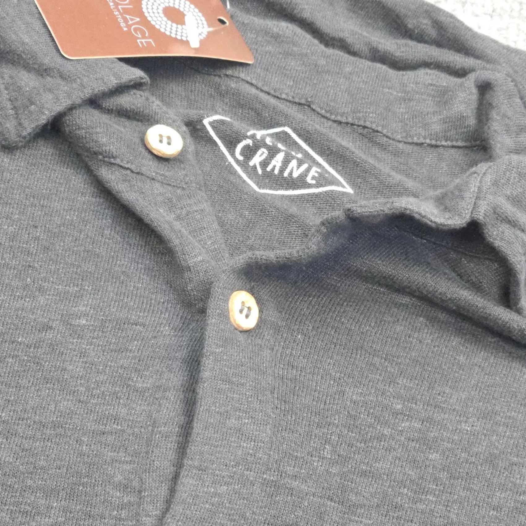 Vintage ALEX Crane Knit Shirt Mens Large Black Night Button Up Linen NWT Polo Short Sleeve Collared Knit Linen Solid Size US L / EU 52-54 / 3 - 3 Thumbnail