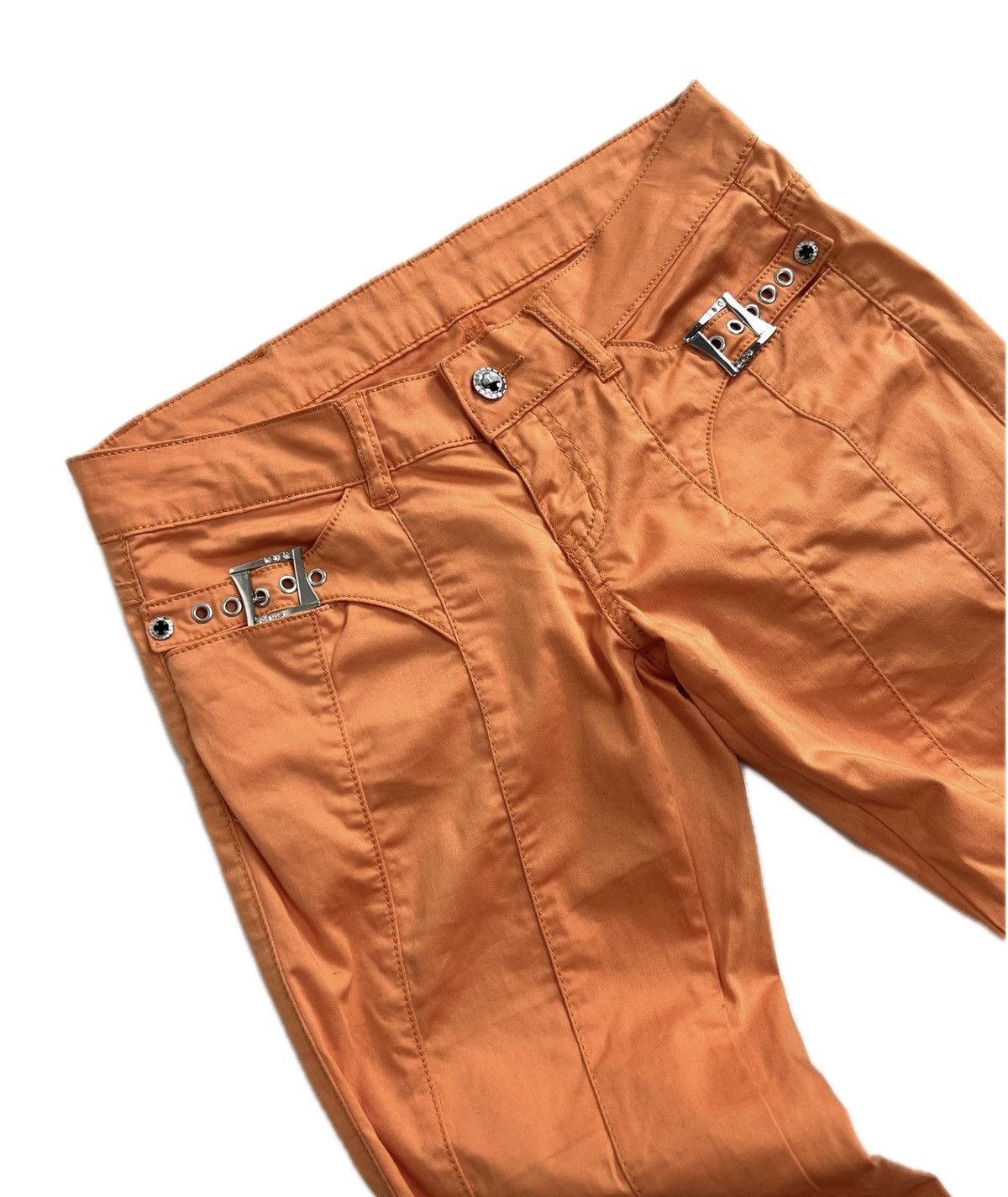 Vintage Orange rock pants D&G style logo rhinestone buckle details Size 30" / US 8 / IT 44 - 1 Thumbnail