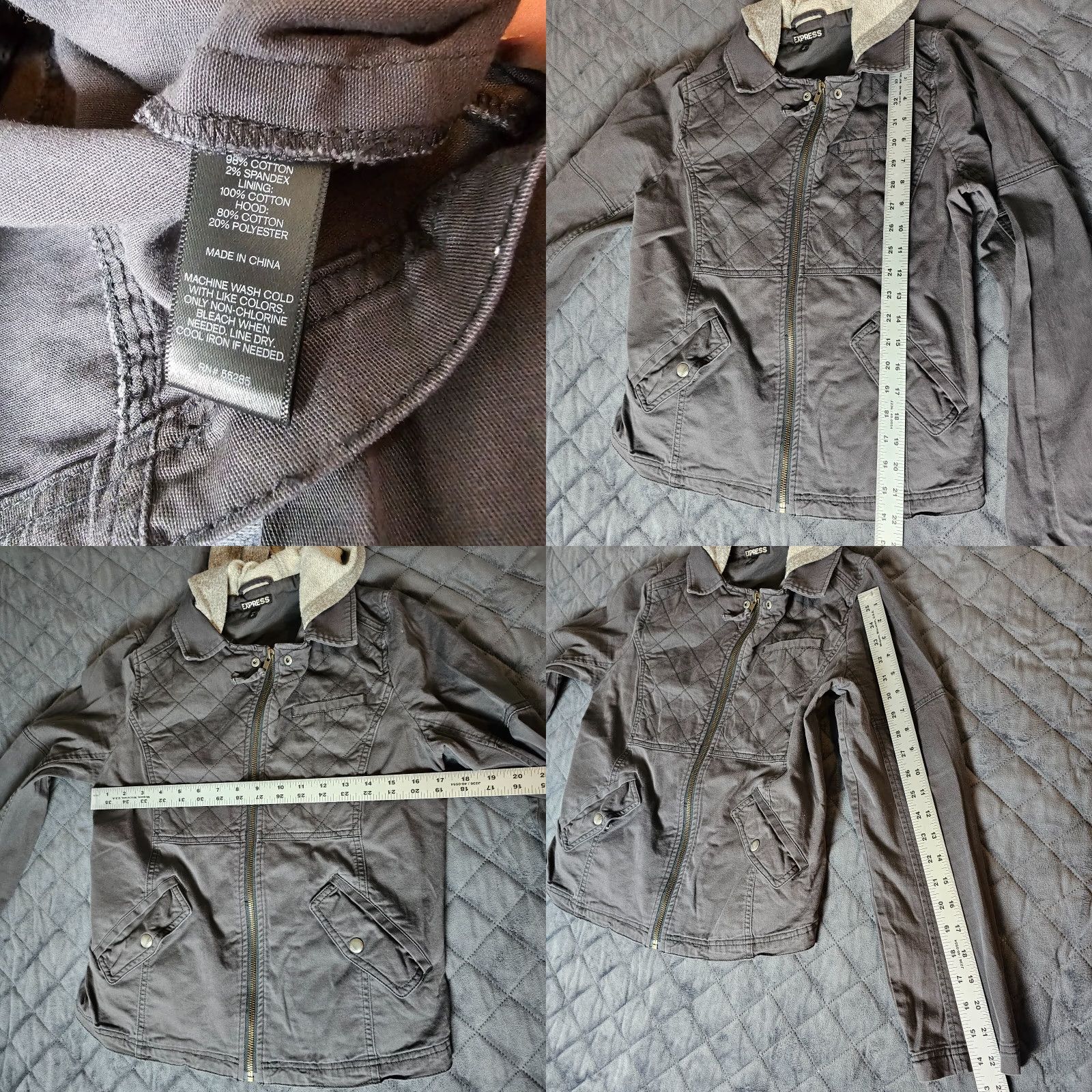 Express Express Women's Hoodie Jacket Casual Full Zip Lined Size S Gray Size S / US 4 / IT 40 - 8 Thumbnail