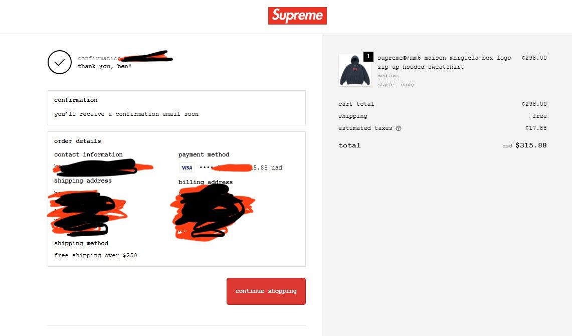 Maison Margiela × Supreme SS26 Supreme/MM6 Navy Split Box Logo Zip Up Hoodie Size US M / EU 48-50 / 2 - 4 Thumbnail