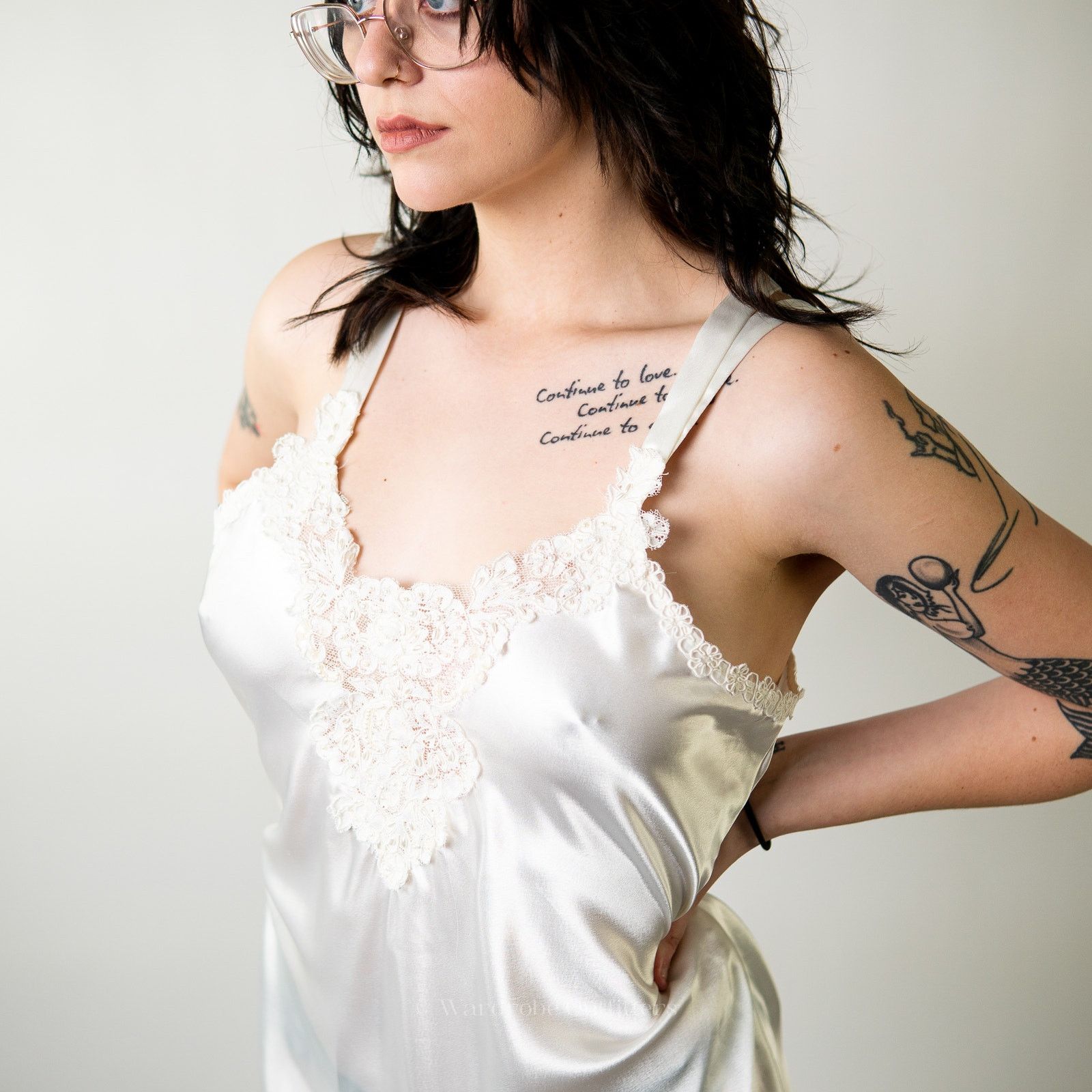 Vintage Vintage White Lace Lingerie Slip Dress Size ONE SIZE - 4 Thumbnail