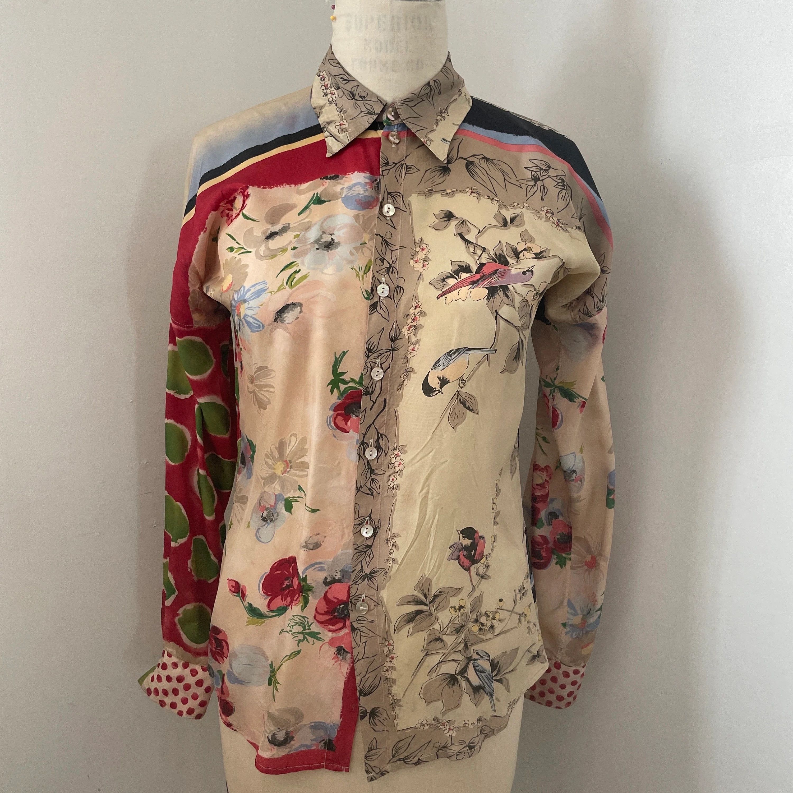 Jean Paul Gaultier JPG Femme all over contrasting watercolor art print blouse Size M / US 6-8 / IT 42-44 - 1 Thumbnail