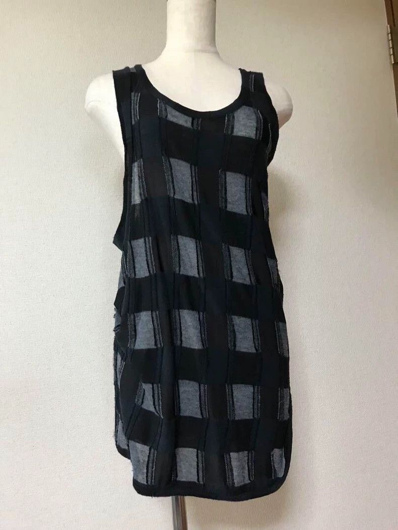 Y's Y's Sleeveless top with black and grey plaid knit panels v Size XS / US 0-2 / IT 36-38 - 3 Thumbnail