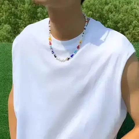 Jewelry Colorful Glass Crystal Beads Pearl Necklace Size ONE SIZE - 3 Thumbnail