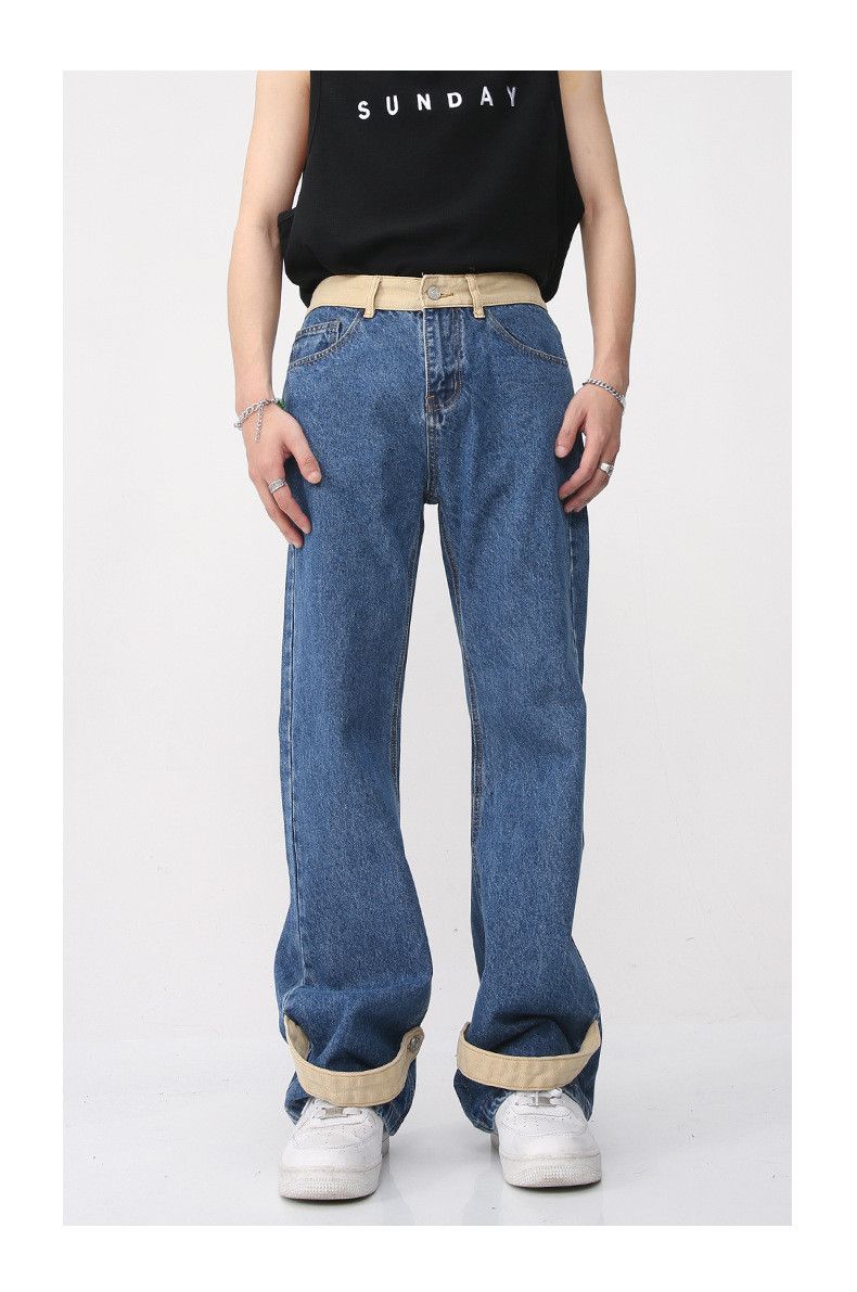 Japanese Brand × Jean Japanese washed colorblock straight casual flared jeans Size US 32 / EU 48 - 1 Thumbnail
