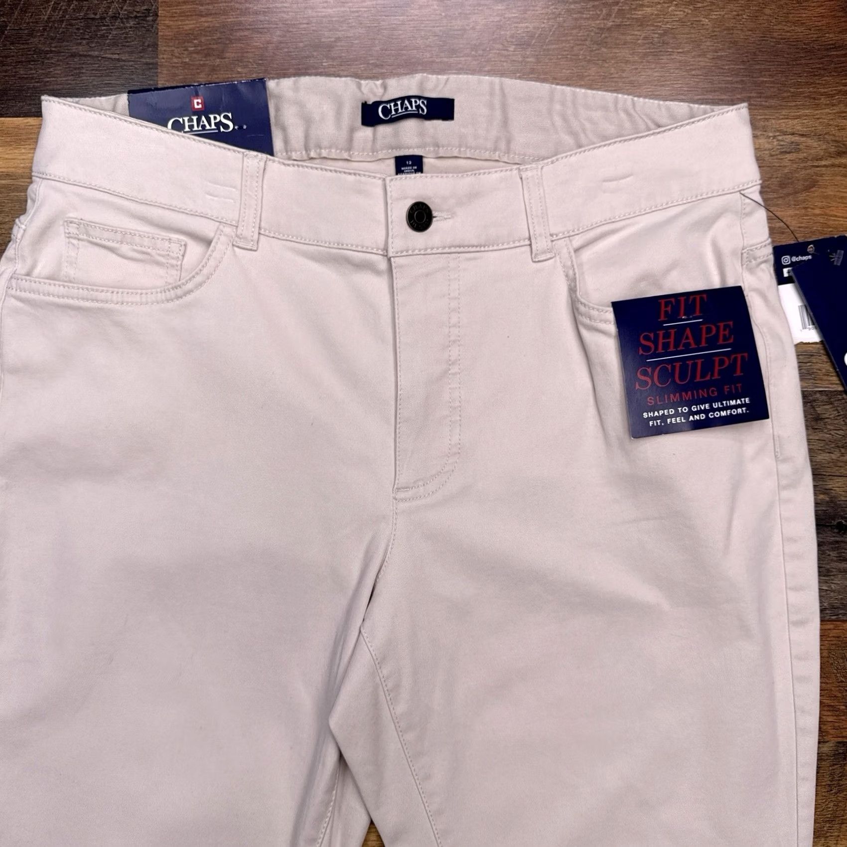 Chaps Chaps Jegging Womens 12 Khaki Mid Rise Stretch Logo Zip 5-Pocket City Slim Machine Washable Brown Cotton Blend Sateen Inseam 29 New Size 34" / US 12 / IT 48 - 3 Thumbnail