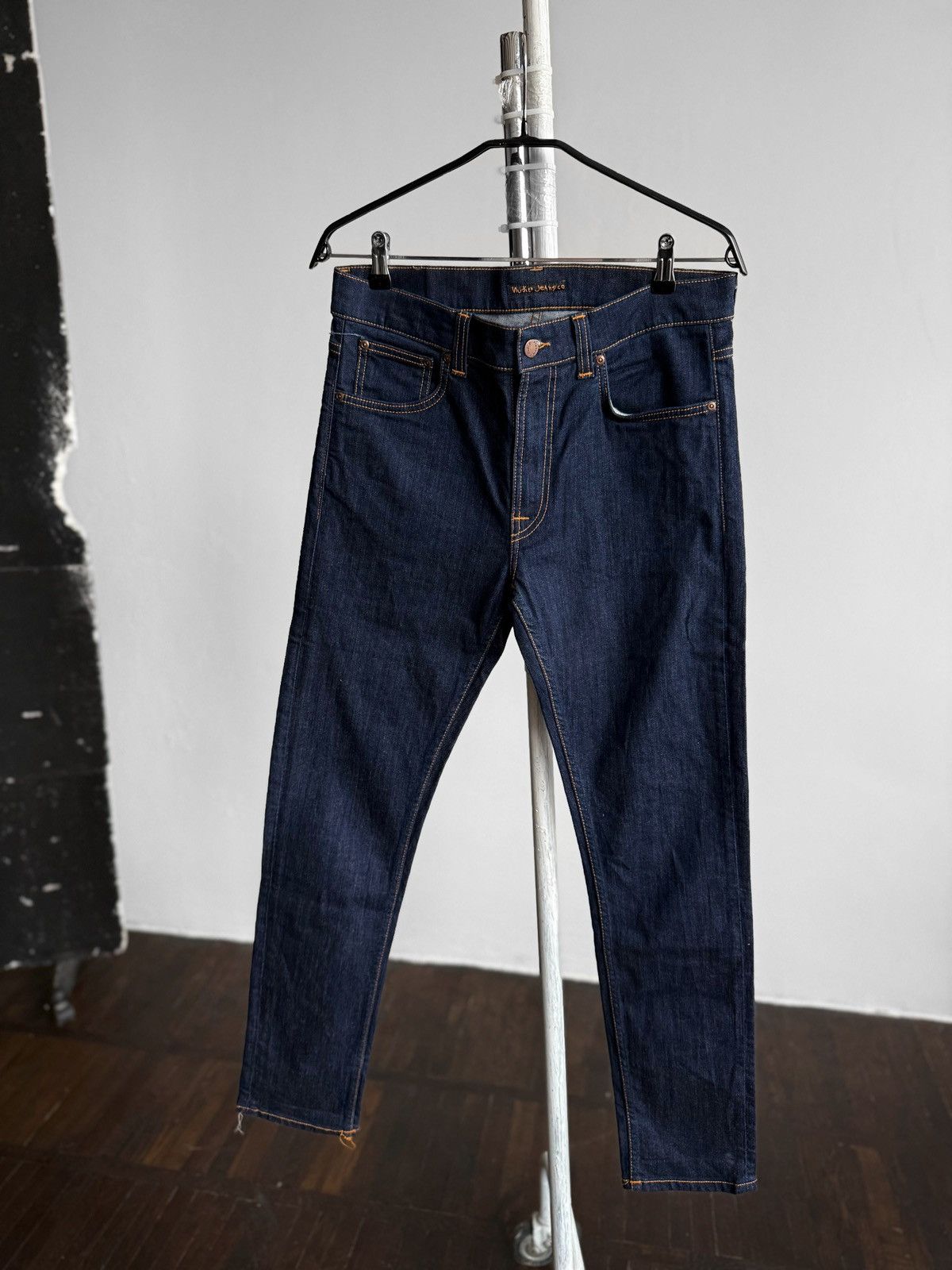 Nudie Jeans Nudie Jeans Mens Dark Blue Indigo Raw Denim Jeans Size US 32 / EU 48 - 1 Thumbnail