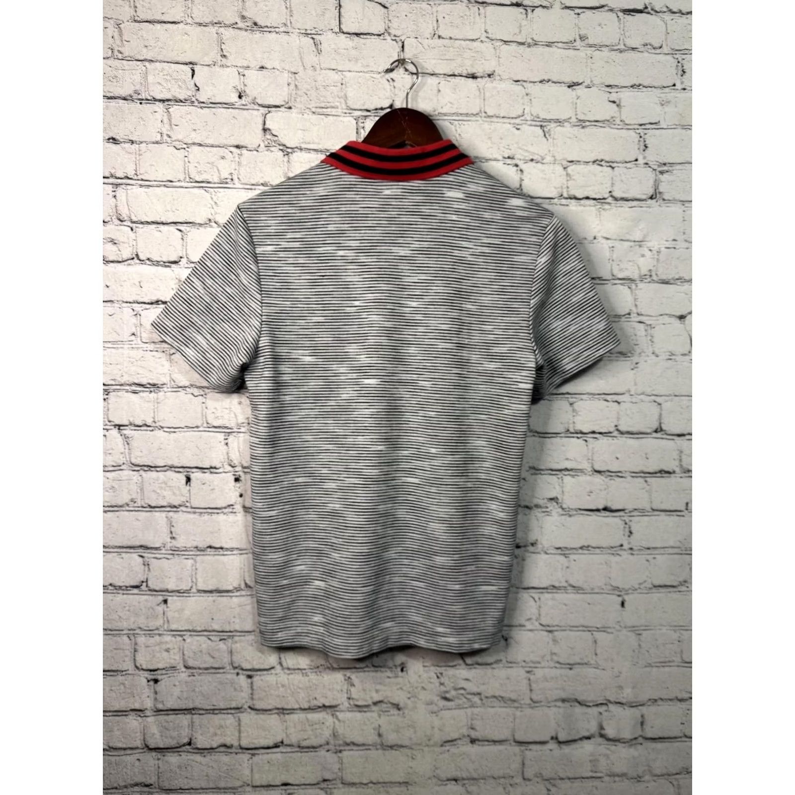 Alfani Alfani Men's Polo Shirt S White Striped Button-Down Collar Red Black Accent Short Sleeve Button-Up Regular Cotton Mens Size US S / EU 44-46 / 1 - 4 Thumbnail