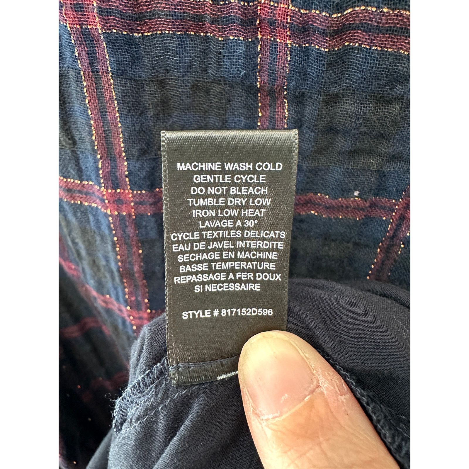 Rebecca Taylor REBECCA TAYLOR | Dark Blue Metallic Plaid Wrap Mini Dress Size M / US 6-8 / IT 42-44 - 7 Thumbnail