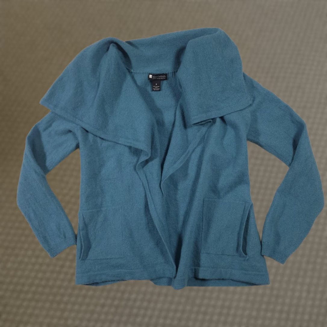 Altea VINTAGE Valerie Bertinelli Sweater Womens Medium Teal Merino Wool Shawl Cardigan Size M / US 6-8 / IT 42-44 - 1 Thumbnail