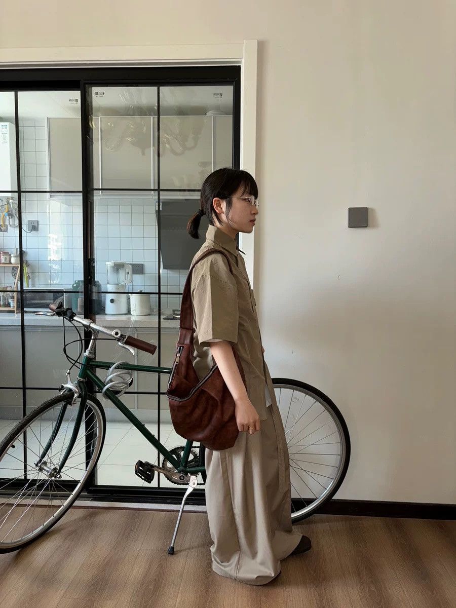 Japanese khaki loose wide-leg casual trousers