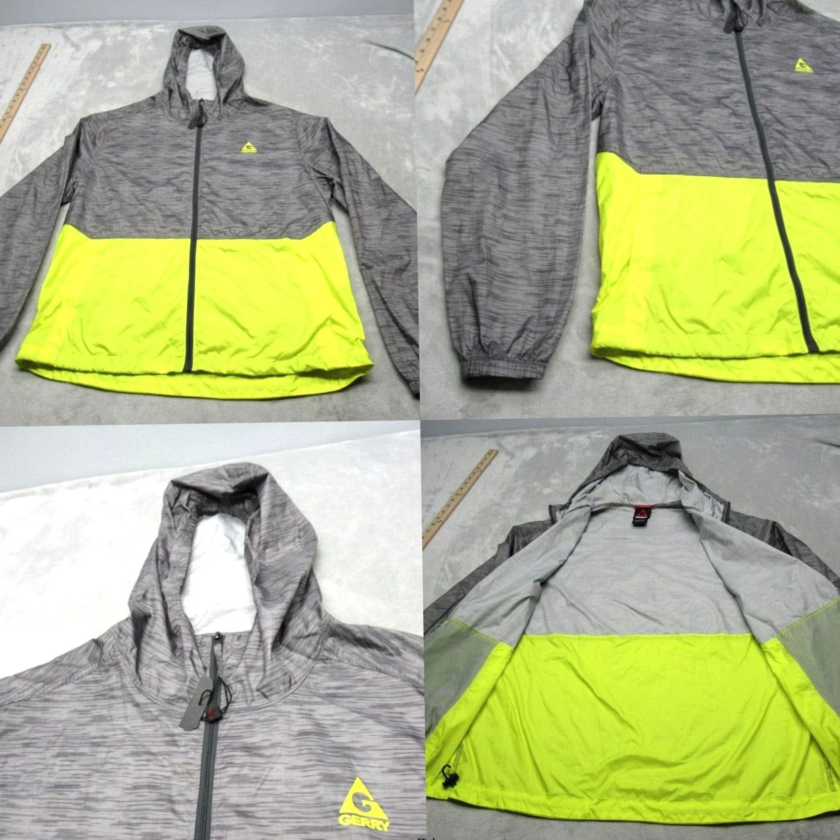 Vintage Gerry Jacket Mens Medium Gray YLW Lightweight Packable Hood Full Zip Windbreaker Size US M / EU 48-50 / 2 - 2 Thumbnail
