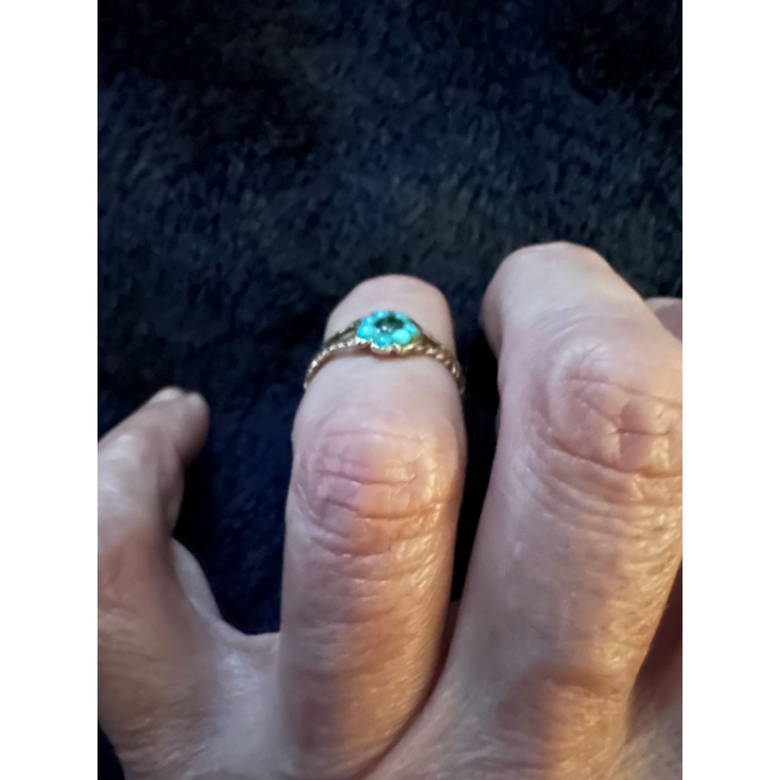 Other ANTIQUE VICTORIAN 14K TURQUOISE EMERALD FORGET ME NOT RING Size ONE SIZE - 4 Thumbnail