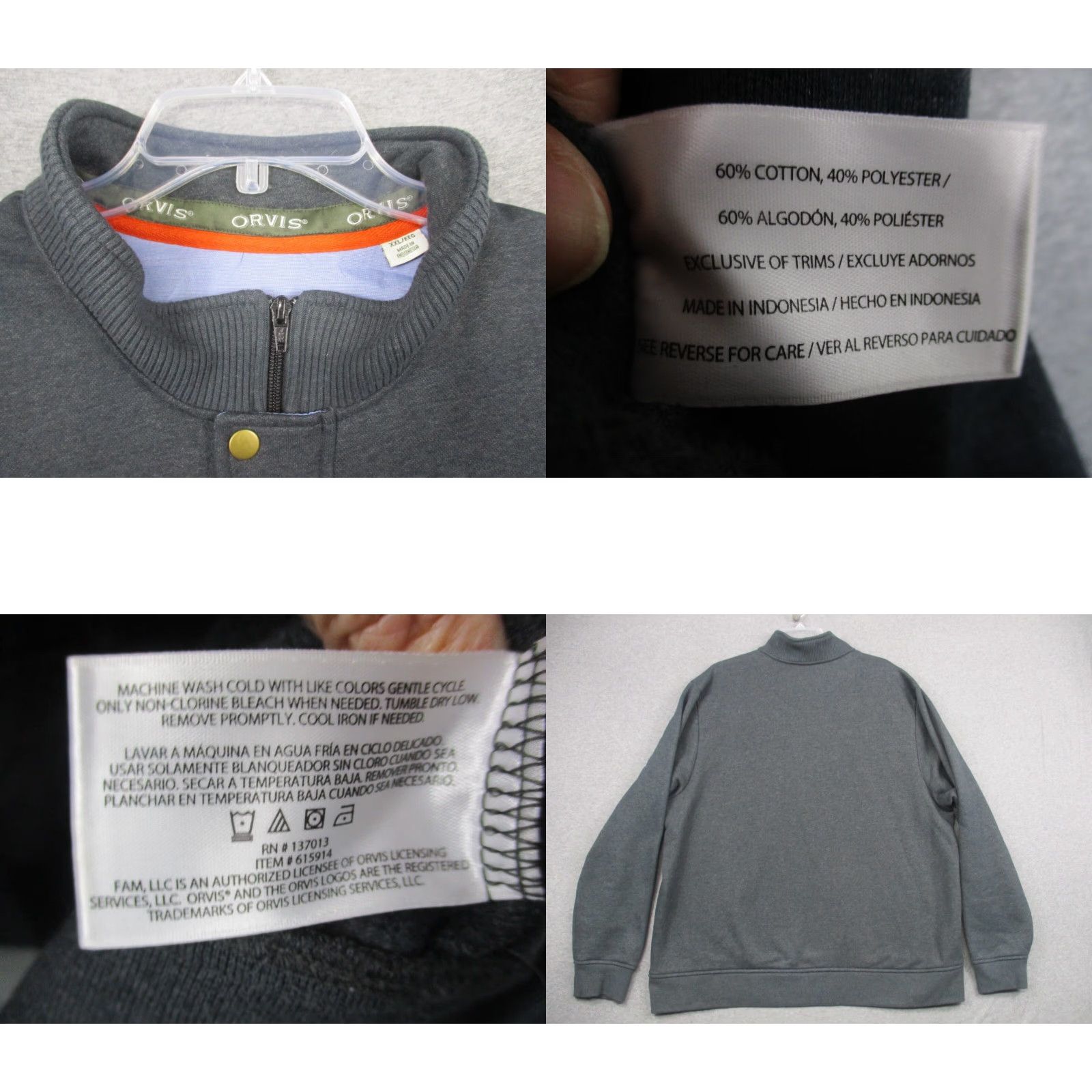Orvis Orvis Pullover XXL Men's Gray 1/4 Zip Heavyweight Sherpa Lined Sweater Size US XXL / EU 58 / 5 - 8 Thumbnail