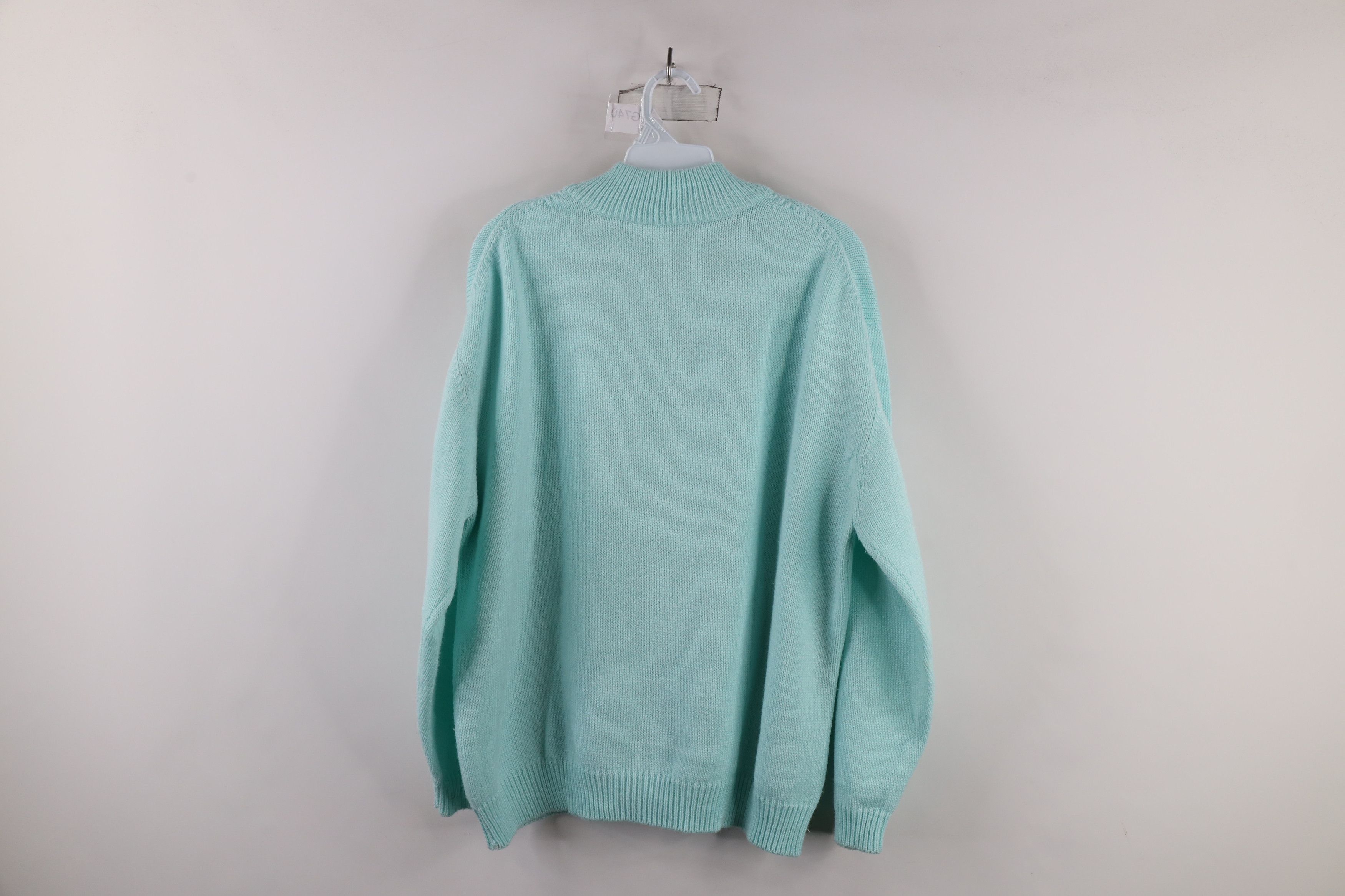 Vintage Vintage 90s Streetwear Flower Knit Mock Neck Sweater Blue Size XL / US 12-14 / IT 48-50 - 10 Thumbnail