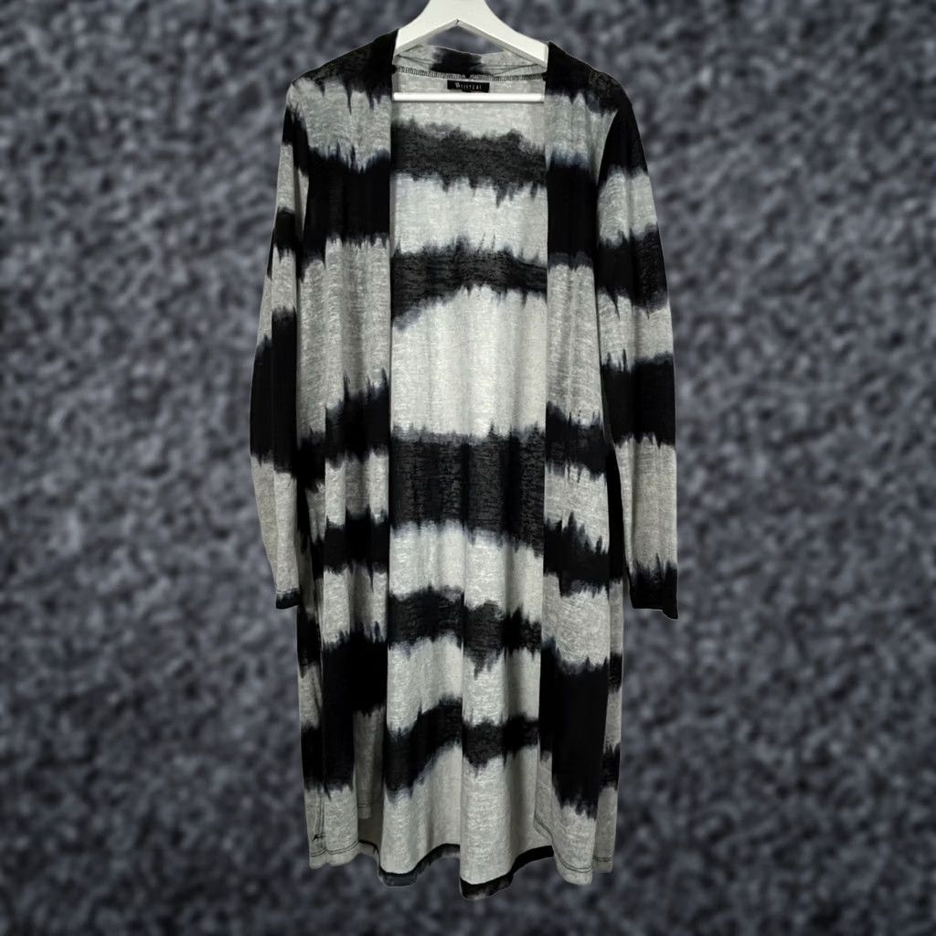 Vintage Sisters Cardigan Womens Black & Gray Tie-Dye Knit Open Front Duster Sweater XL Size XL / US 12-14 / IT 48-50 - 1 Thumbnail