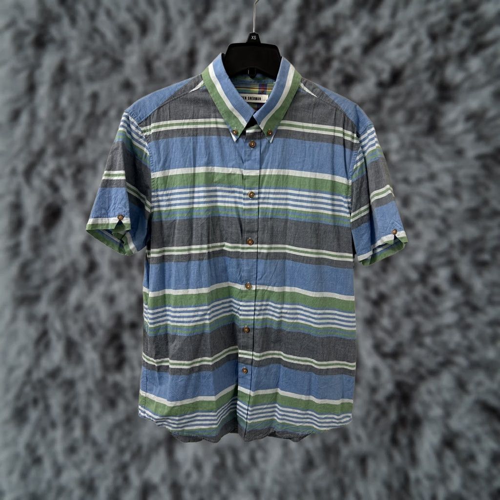 Vintage Ben Sherman Shirt Mens L Blue Oxford Striped Button-Down Short Sleeve Size US L / EU 52-54 / 3 - 1 Thumbnail