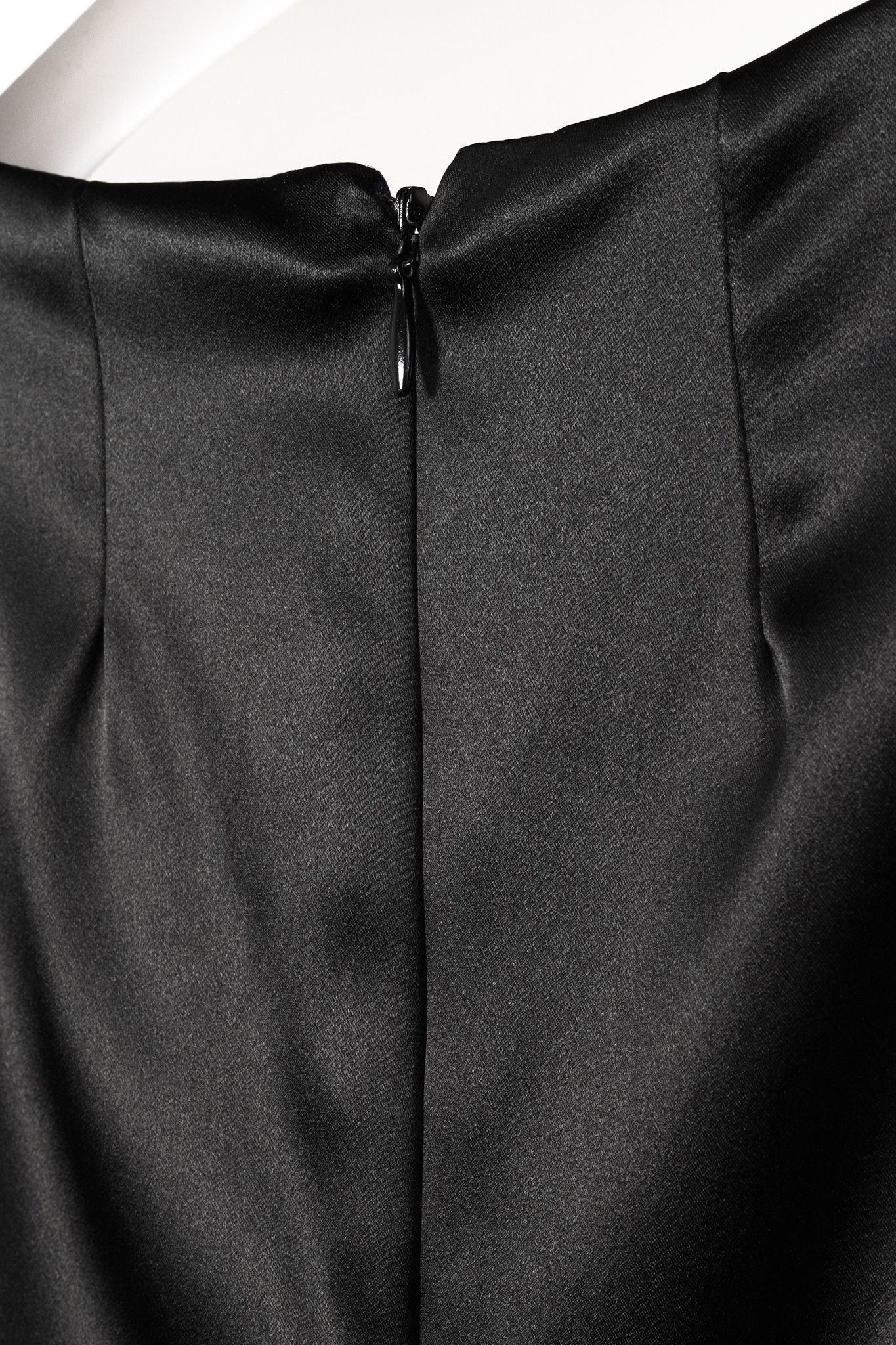 Paul Hardy Black Satin Pleated Sleeveless Midi Dress