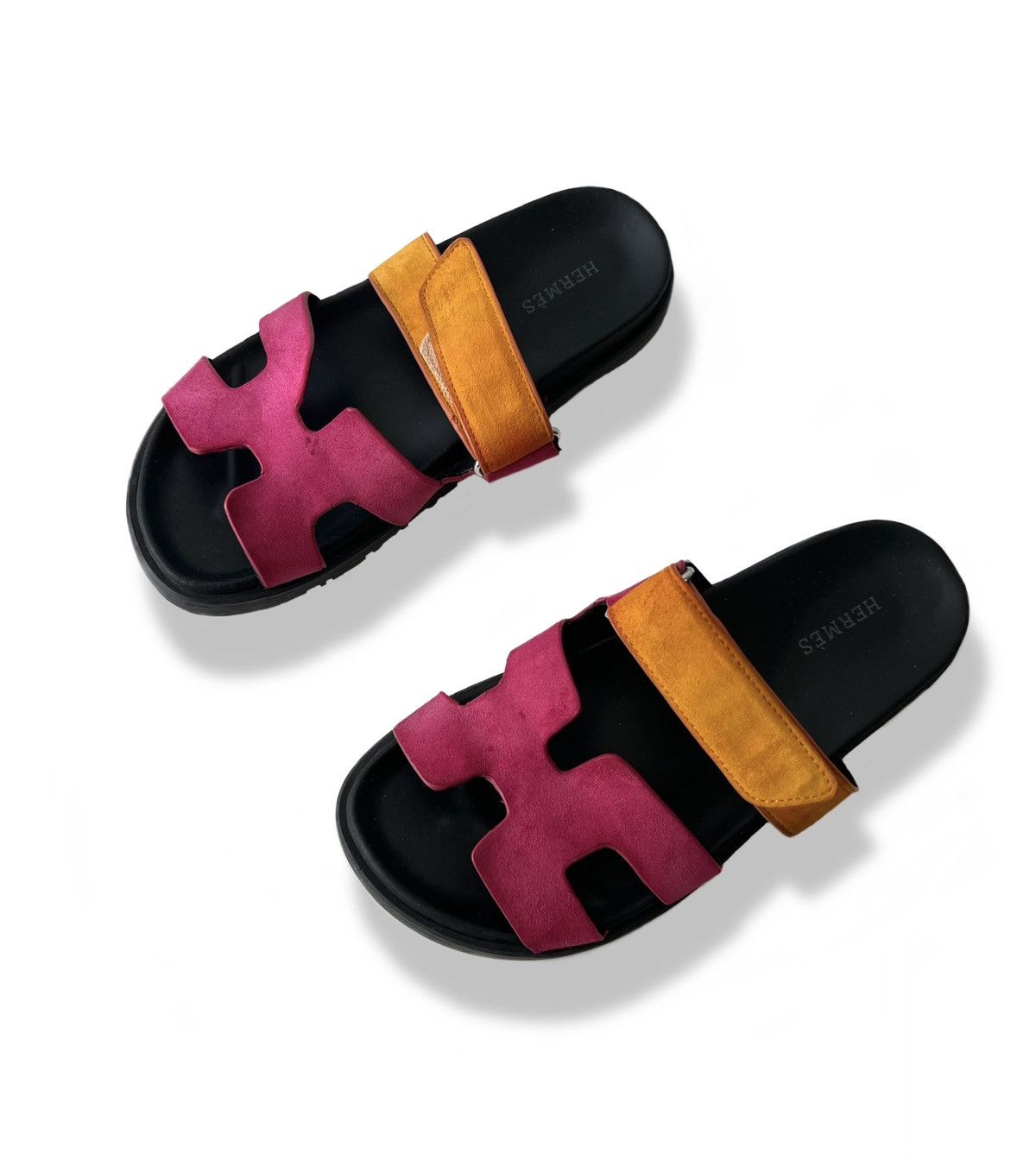 Hermes Hermes Pink Suede Chypre Flat Slides Size 40 Size US 10 / IT 40 - 1 Thumbnail