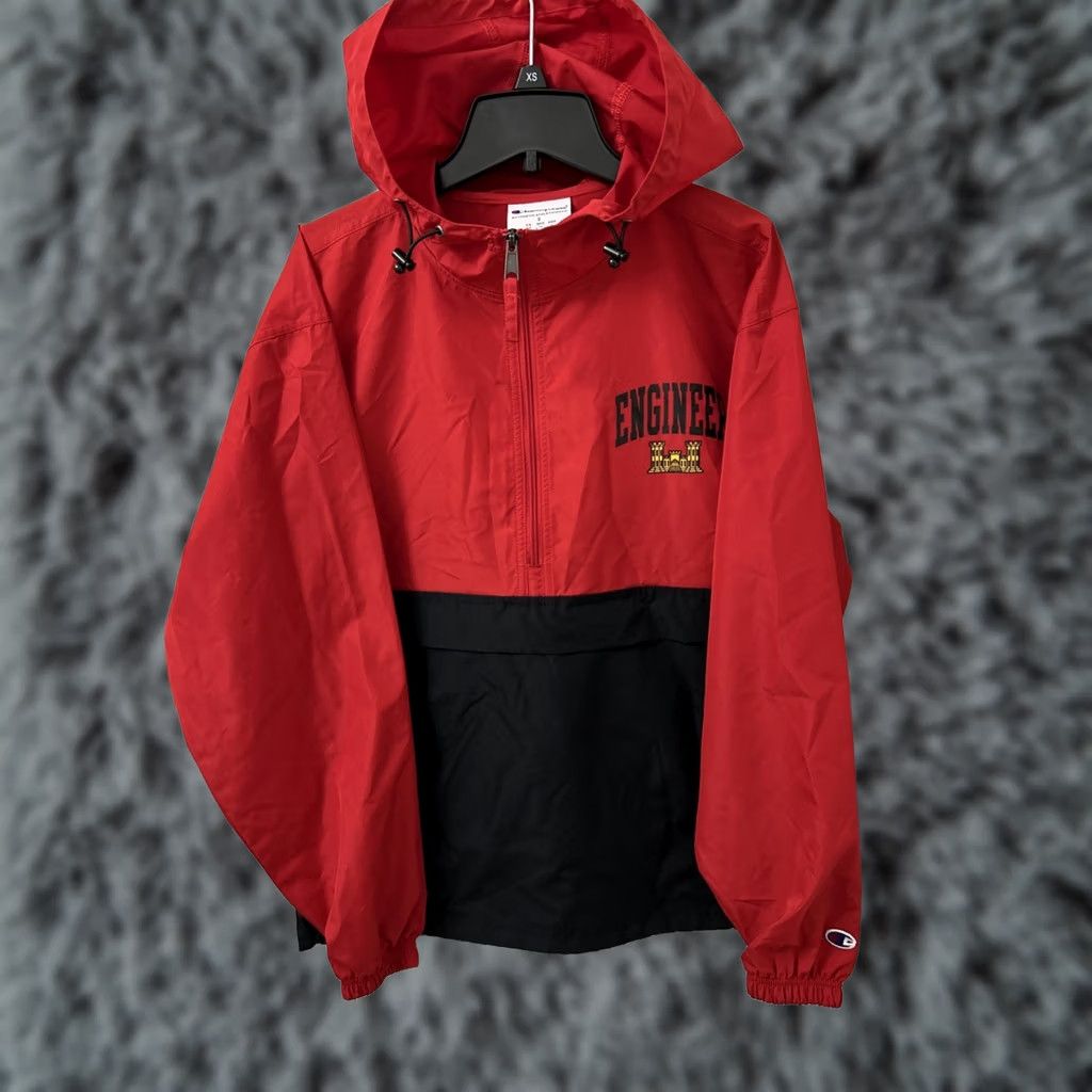 Champion Champion Jacket Windbreaker Mens Small Red Black 1/2 Zip Pockets Water Resistant Zip Pocket Regular Fit Casual Size US S / EU 44-46 / 1 - 1 Thumbnail