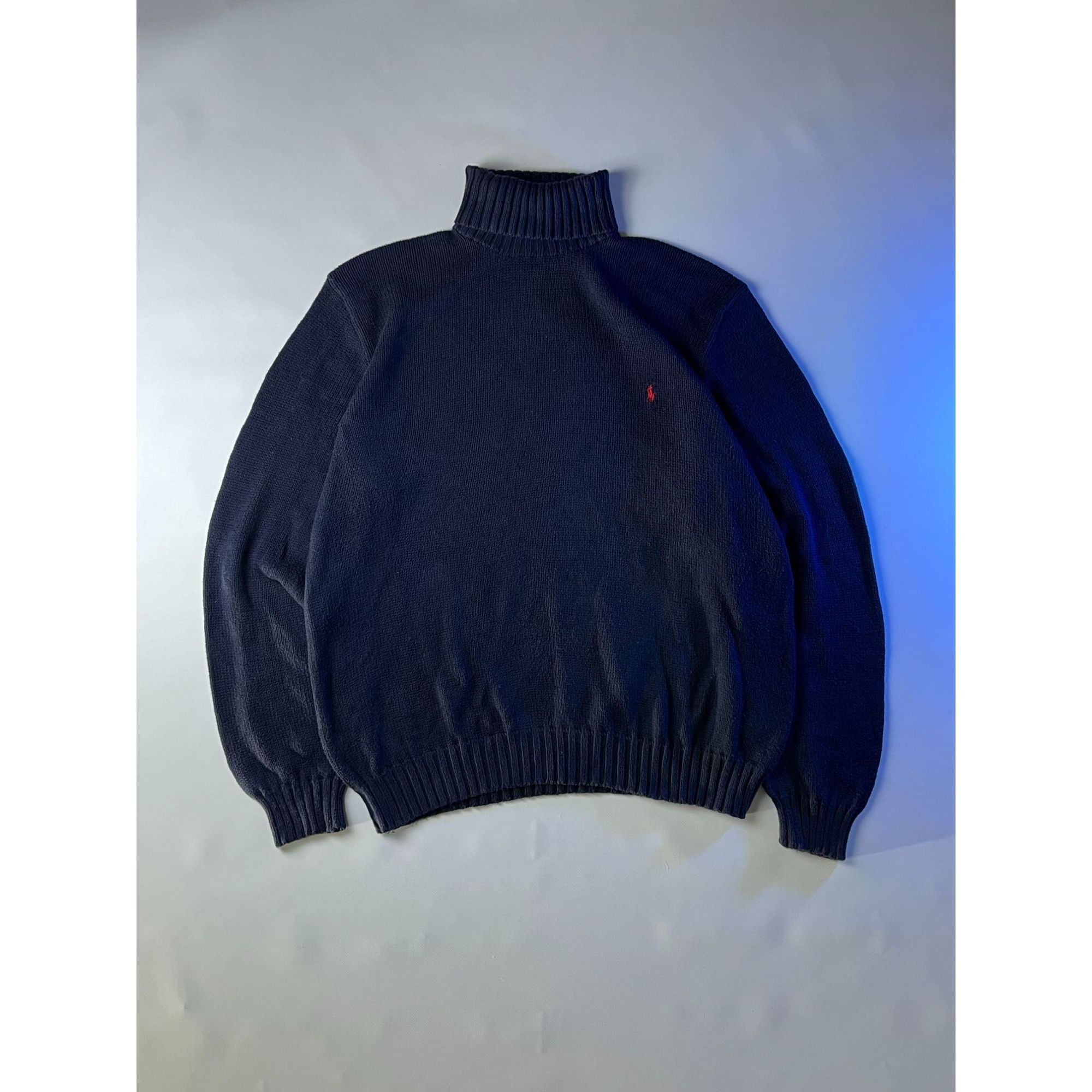 Polo Ralph Lauren × Ralph Lauren × Vintage Polo Ralph Lauren Vintage Navy Turtleneck Sweater Size US XL / EU 56 / 4 - 1 Thumbnail