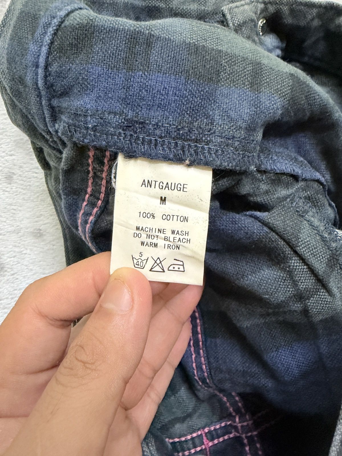 Japanese Brand Antgauge Double Waistband Plaid Low Rise Skinny Denim Jeans Size US 28 / EU 44 - 15 Thumbnail