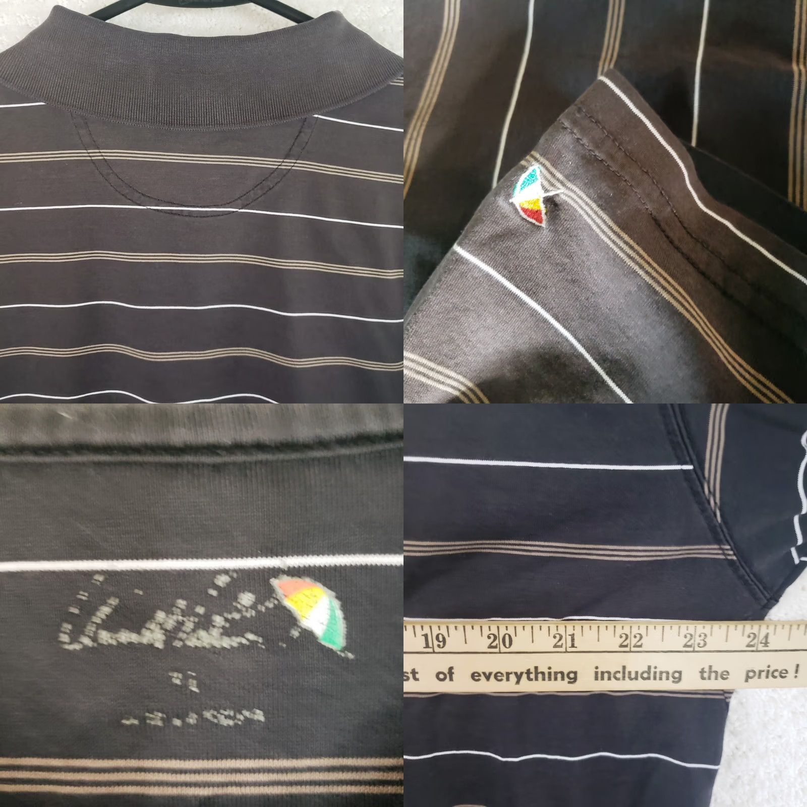 Vintage Arnold Palmer Polo Shirt XL Brown Striped Golf Course Bangalore KGA Logo Men's Size US XL / EU 56 / 4 - 9 Thumbnail