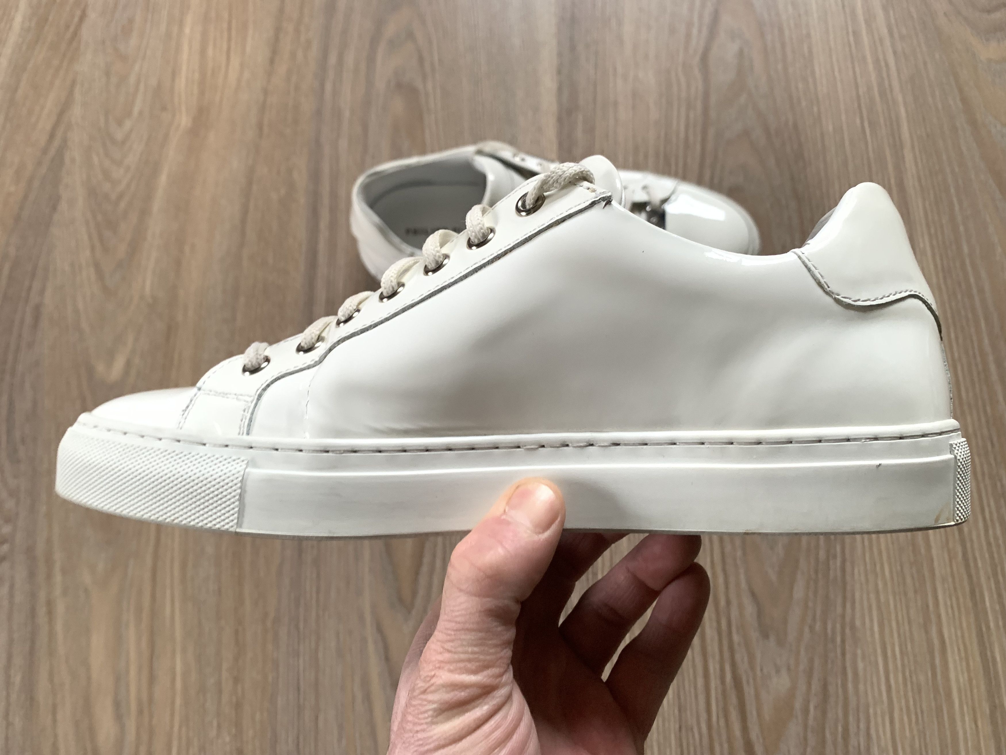 Philipp Plein Philipp Plein Patent White Leather Lo-Top Sneakers Size US 7.5 / EU 40-41 - 5 Thumbnail