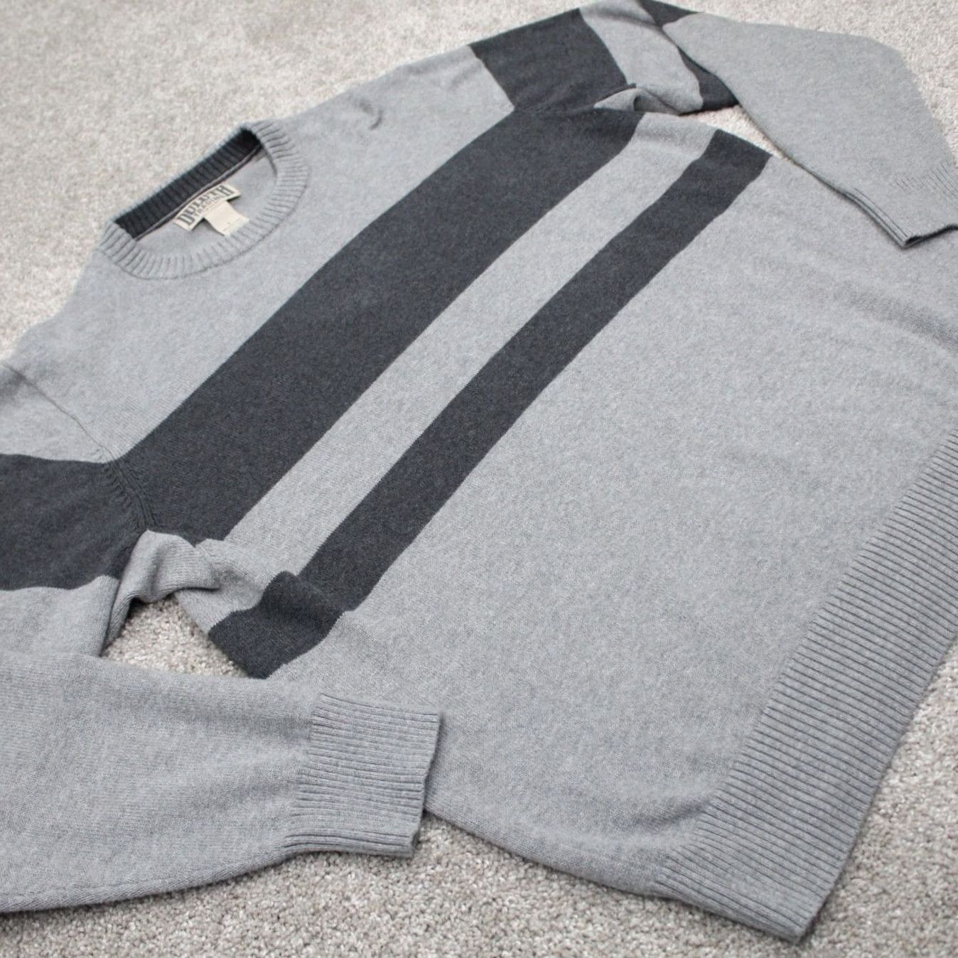 Vintage Duluth Sweater Men L Gray Strongarm Cotton Crew Stripe Pullover Knit Wool? Size US L / EU 52-54 / 3 - 6 Thumbnail