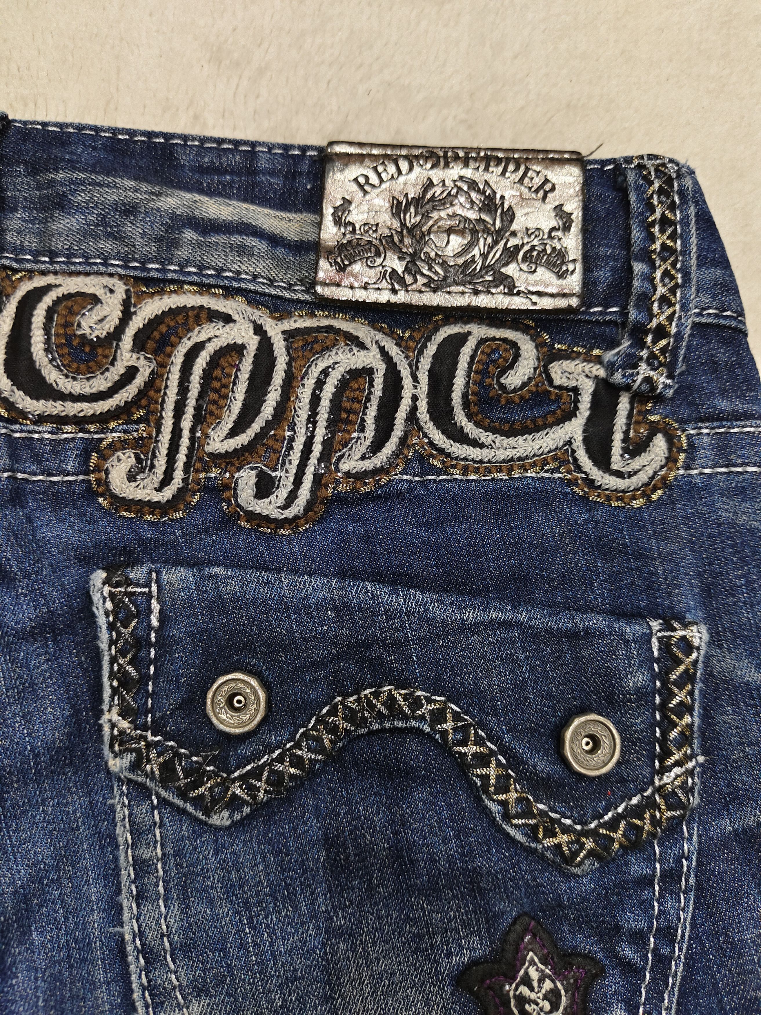 Japanese Brand SICK❤️‍🔥Redpepper 🇯🇵 Cross Embroidered Ripped Jeans Size 30" / US 8 / IT 44 - 4 Thumbnail
