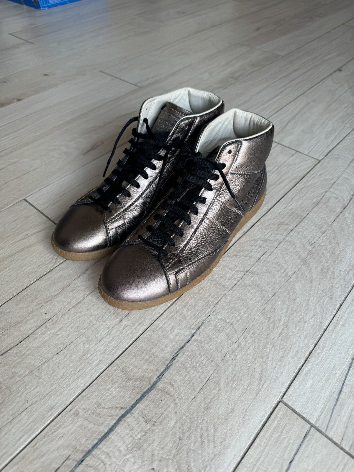 Maison Margiela Maison Margiela Foil Effect Brown High Top Sneakers Size US 11 / EU 44 - 1 Thumbnail
